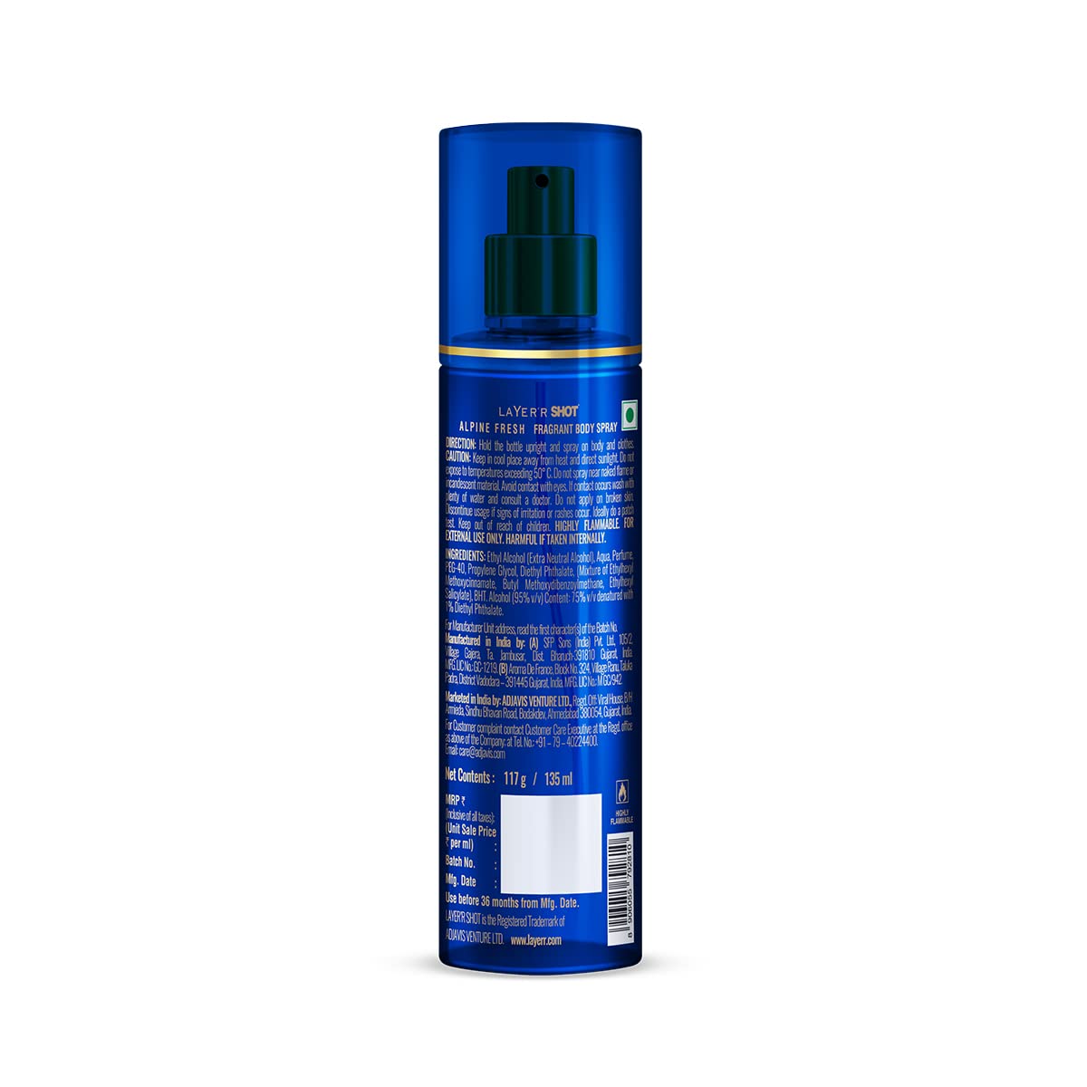 LAYER'R SHOT Alpine Body Spray For Men - 135ml | Long-Lasting Premium Fresh & Confident Cologne | Daily Use & Special Occasions | Gym, Office, Date & Outdoor Activities