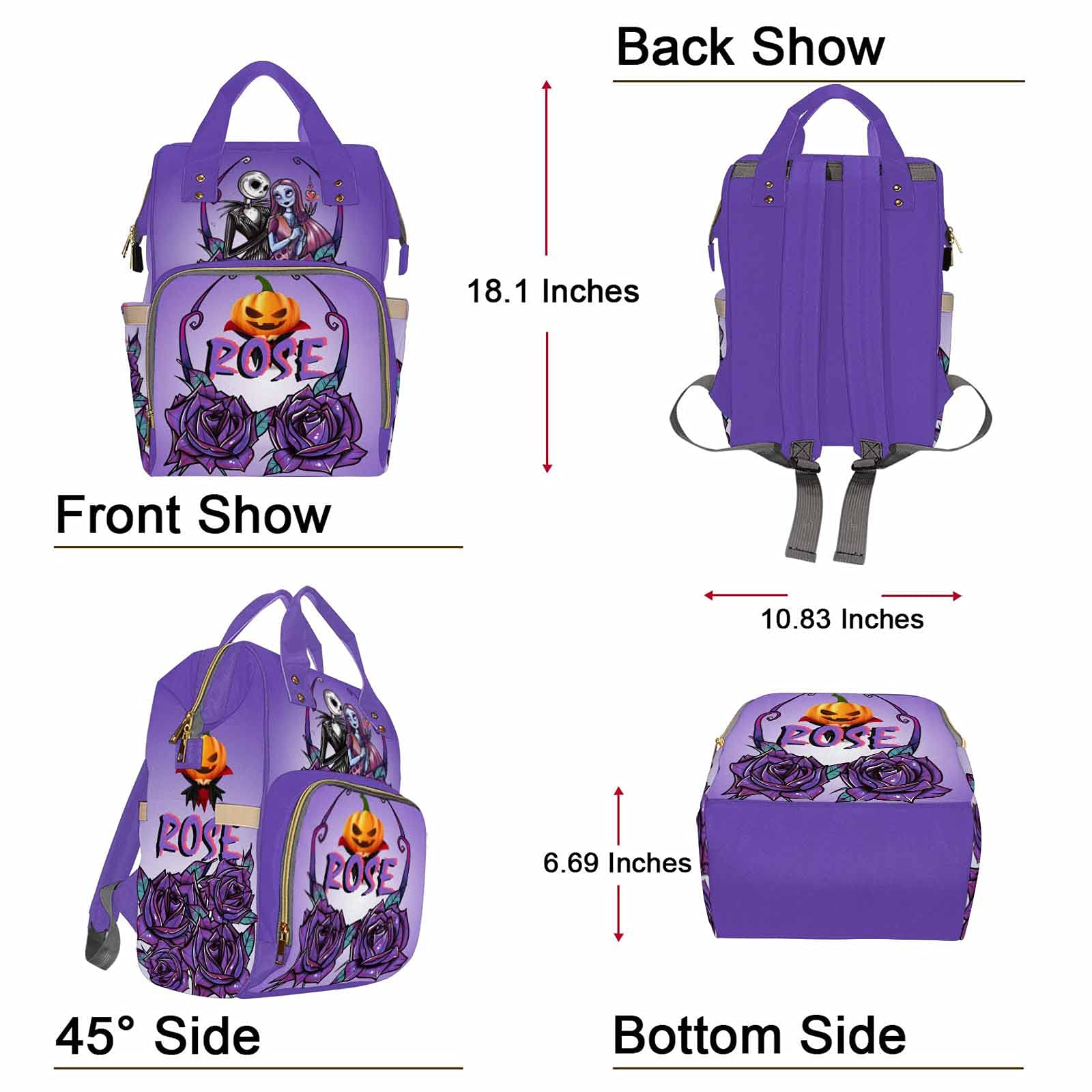 Custom Personalized Halloween Diaper Backpack for Mom & Dad - Nightmare Before Christmas Themed Baby Bag for Newborn Boys & Girls - Perfect for Daycare, Travel & Baby Shower Gifts
