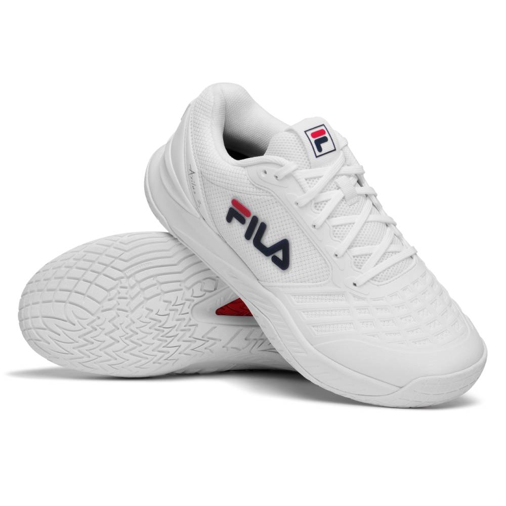Fila Axilus 3 Men's Tennis Shoes - White & Navy Blue Athletic Sneakers for Court Sports & Casual Wear