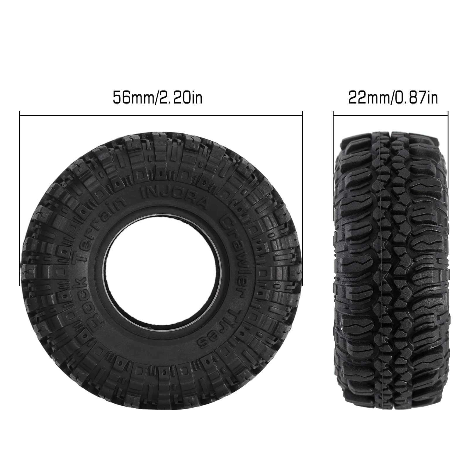 **INJORA SCX24 RC Crawler Tires & Shocks - Soft Rubber Off-Road Wheels with Foam Inserts & Threaded Shocks for Rock Crawling - Compatible with SCX24 Models - Perfect for Kids, Teens, and Adults - Ideal for Trail, Rock, and Off-Road Adventures**