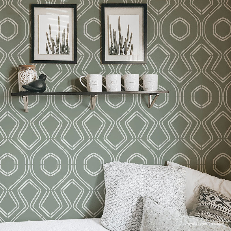 Tatum Wall Stencil Kit - DIY Decorative Painting Template for Home Decor, Nursery, Bedroom & Living Room - Reusable & Easy to Use for Creative Wall Designs