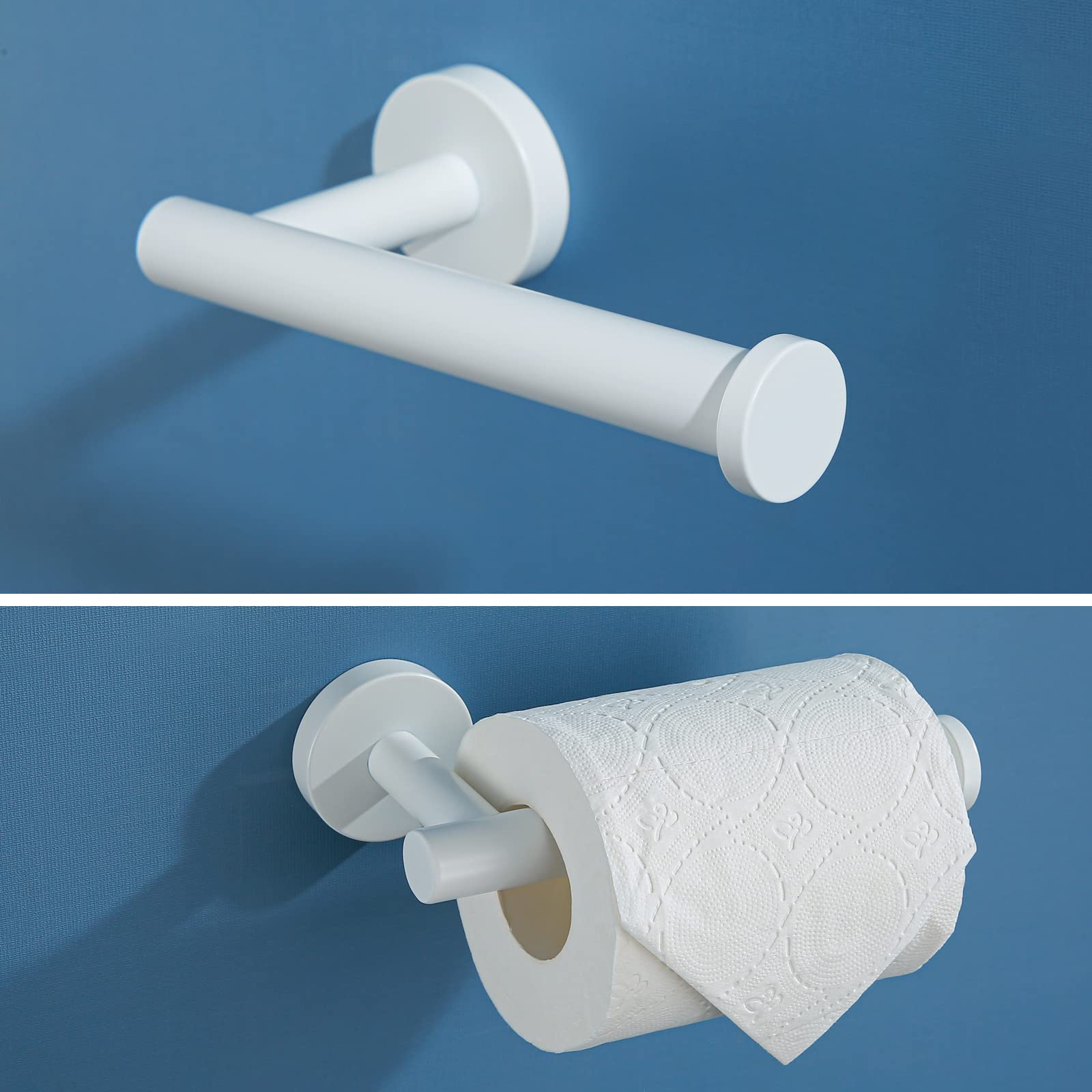 SEABEFORE White Toilet Paper Holder - Wall-Mounted Bathroom Tissue Roll Dispenser - Perfect for Modern Homes, Apartments & Restrooms