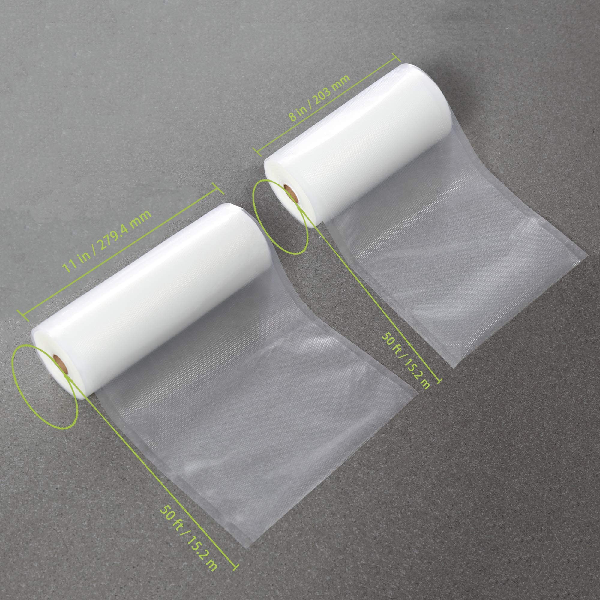 Premium Vacuum Sealer Bags 8x50 & 11x50 Rolls (2 Pack) - BPA Free Heavy Duty Commercial Grade for FoodSaver, Seal-a-Meal, Weston - Perfect for Vacuum Storage, Meal Prep, Sous Vide Cooking & Long-Term Food Preservation