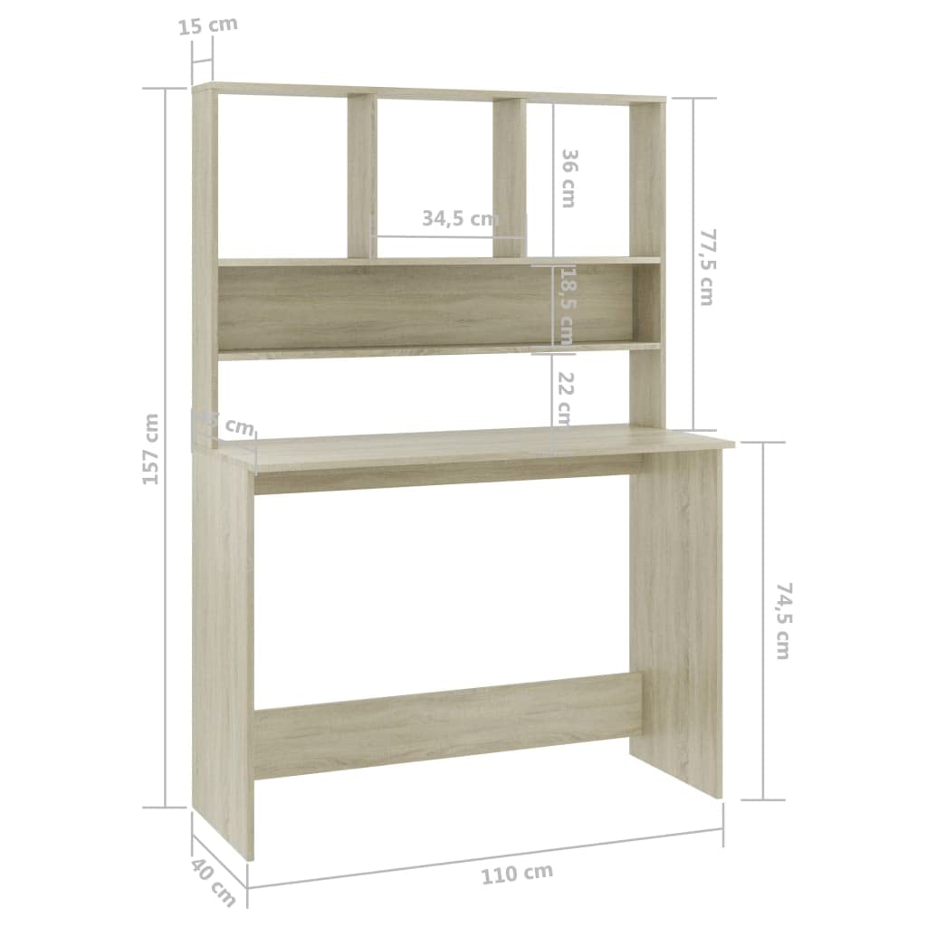 Sonoma Oak Computer Desk with Shelves - 43.3
