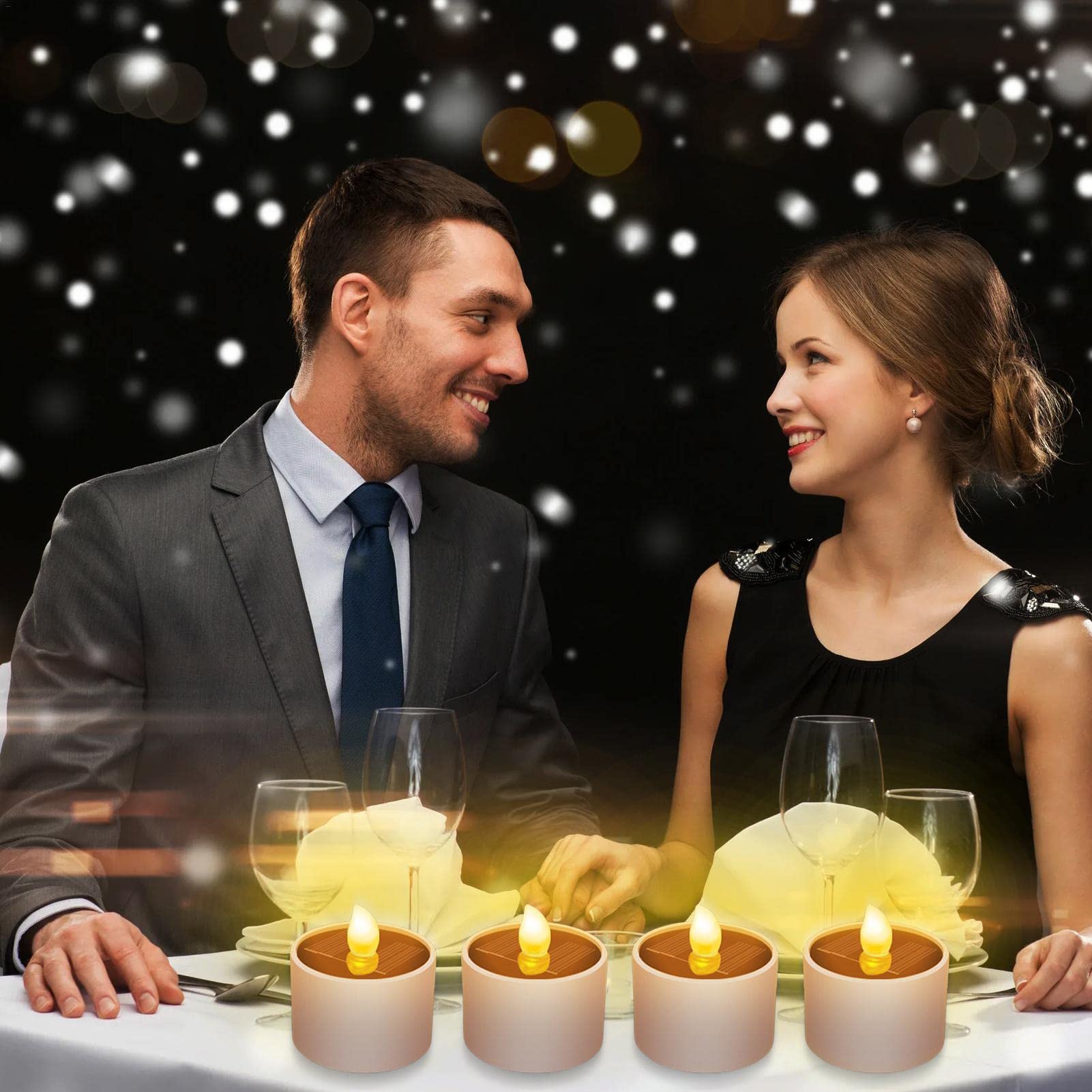 Solar Powered Candles - 2/4/6/8/10 Pack Waterproof Flameless LED Tea Lights with Flickering Warm White Glow - Perfect for Outdoor Patio, Garden, Yard, Wedding & Festival Decorations