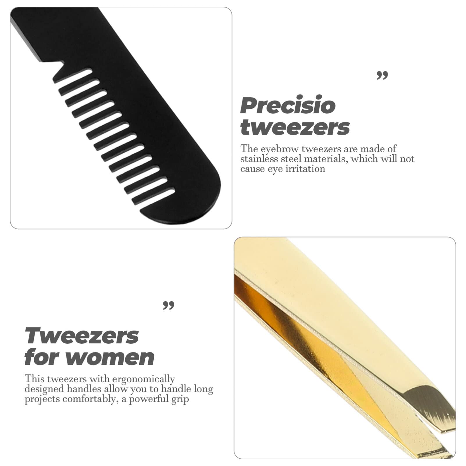 4-Piece Stainless Steel Tweezers Set for Women - Facial Hair Removal, Eyebrow Shaping & Beauty Tools - Perfect for Home Spa, Travel & Professional Use