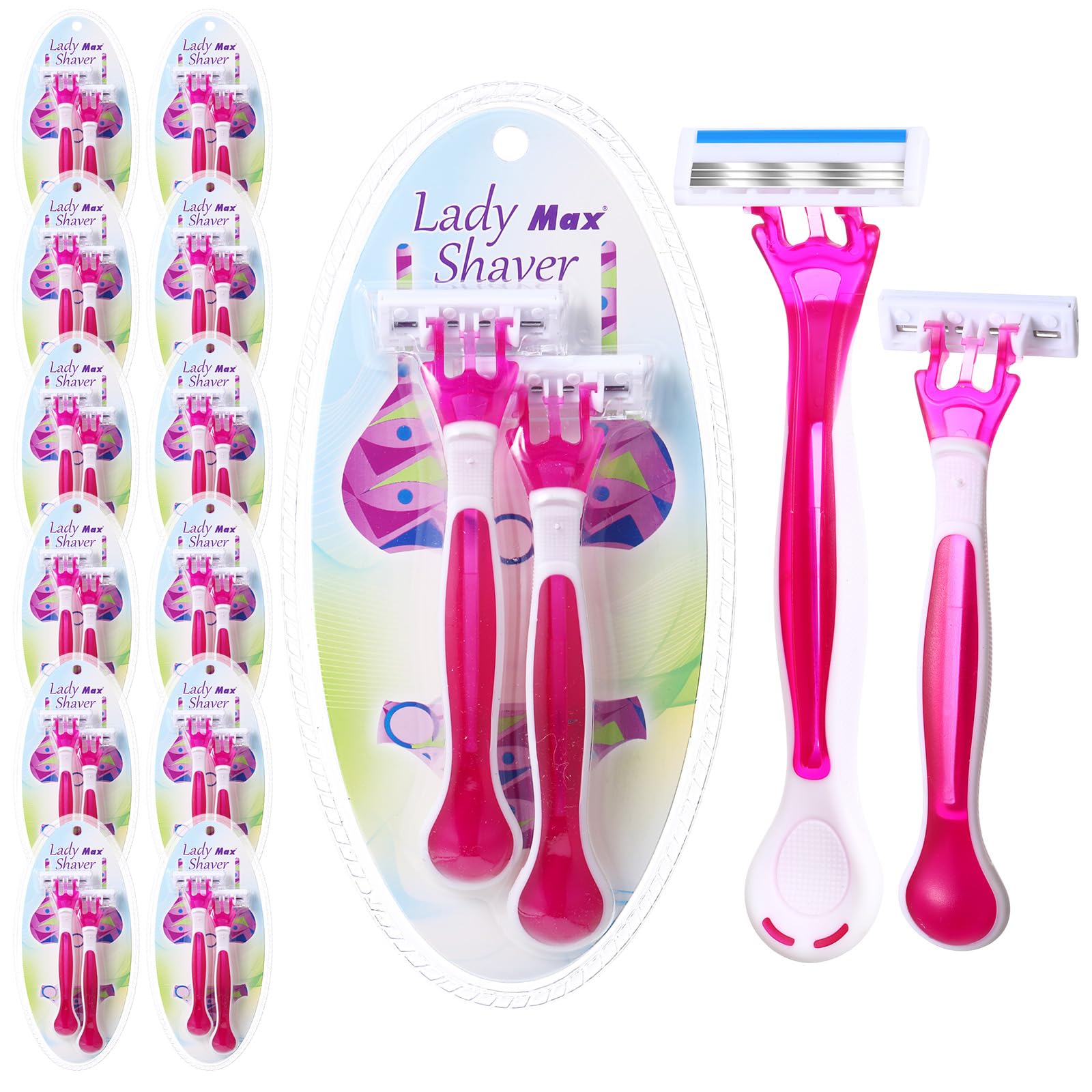 24 Pack Women's Sensitive Disposable Razors - 3 Blade Shavers for Smooth Skin & Bikini Area | Travel-Friendly Purple & White Razor Set | Perfect for Travel, Gym & Personal Grooming
