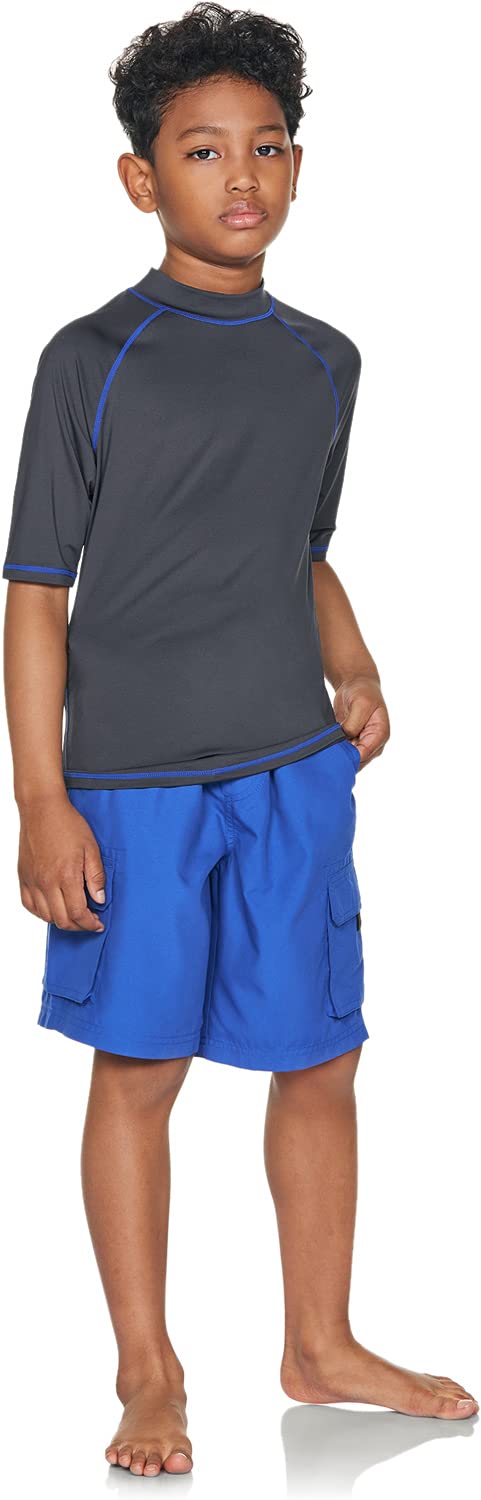 TSLA UPF 50+ Kids Sun Protection Rash Guard - Short Sleeve UV Swim Shirt for Boys & Girls - Quick Dry Water Shirt for Swimming, Surfing, Beach & Pool Activities