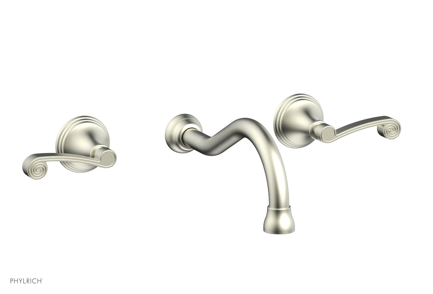 3RING Wall Lavatory Faucet Set with Curved Lever Handles - DWL206 - Perfect for Bathroom Sink, Powder Room and Guest Bath Installation