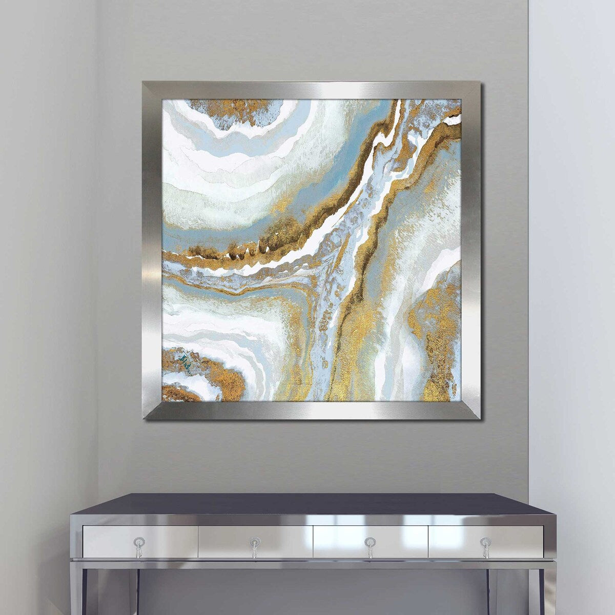 Blue Agate Square Print on Acrylic - Elegant Home Decor for Wall Art, Office Display & Gift Giving