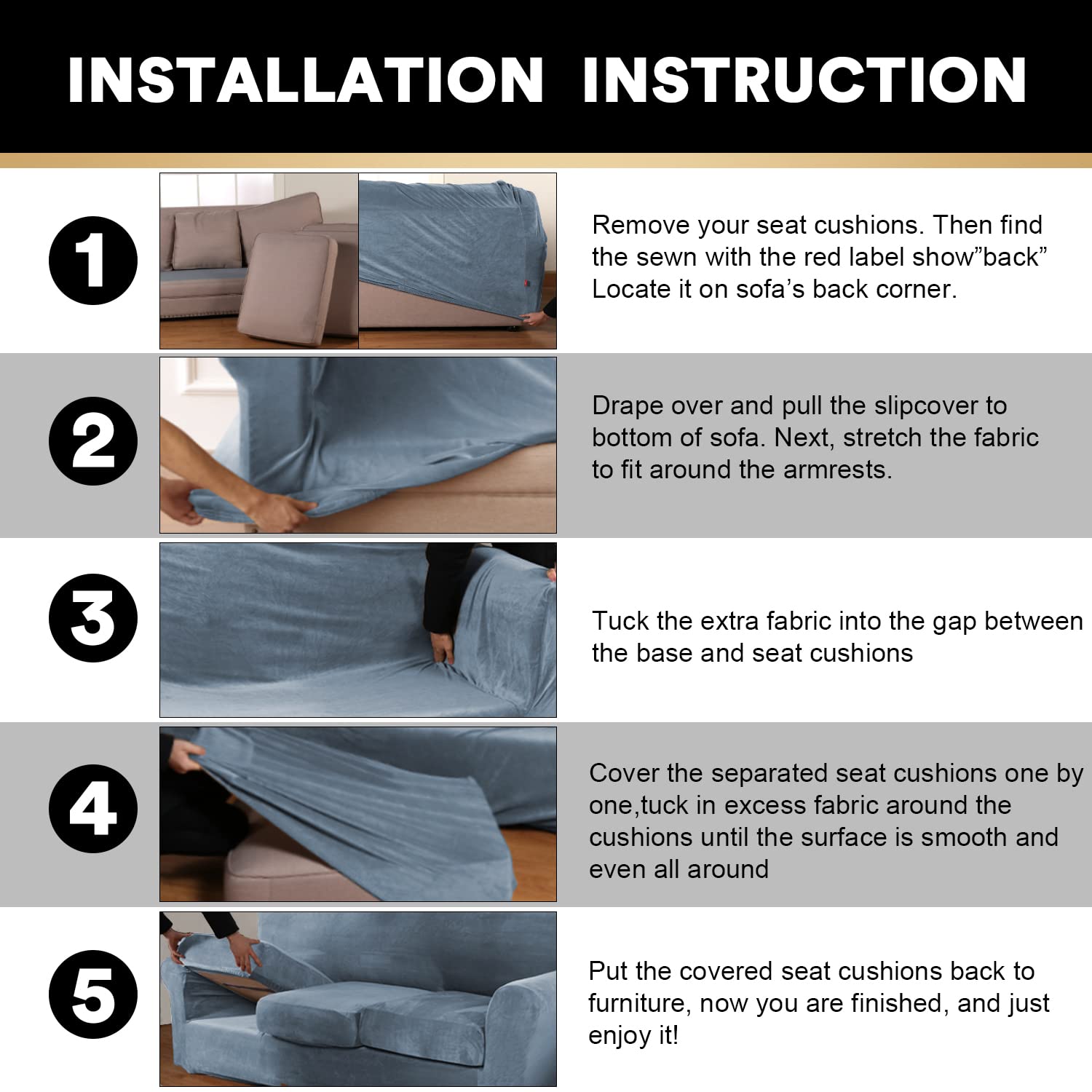 PrinceDeco Velvet Plush Stretch Sofa Cover 2-Piece Set - Washable Furniture Protector with Elastic Bottom, Fits Armchairs Up to 49