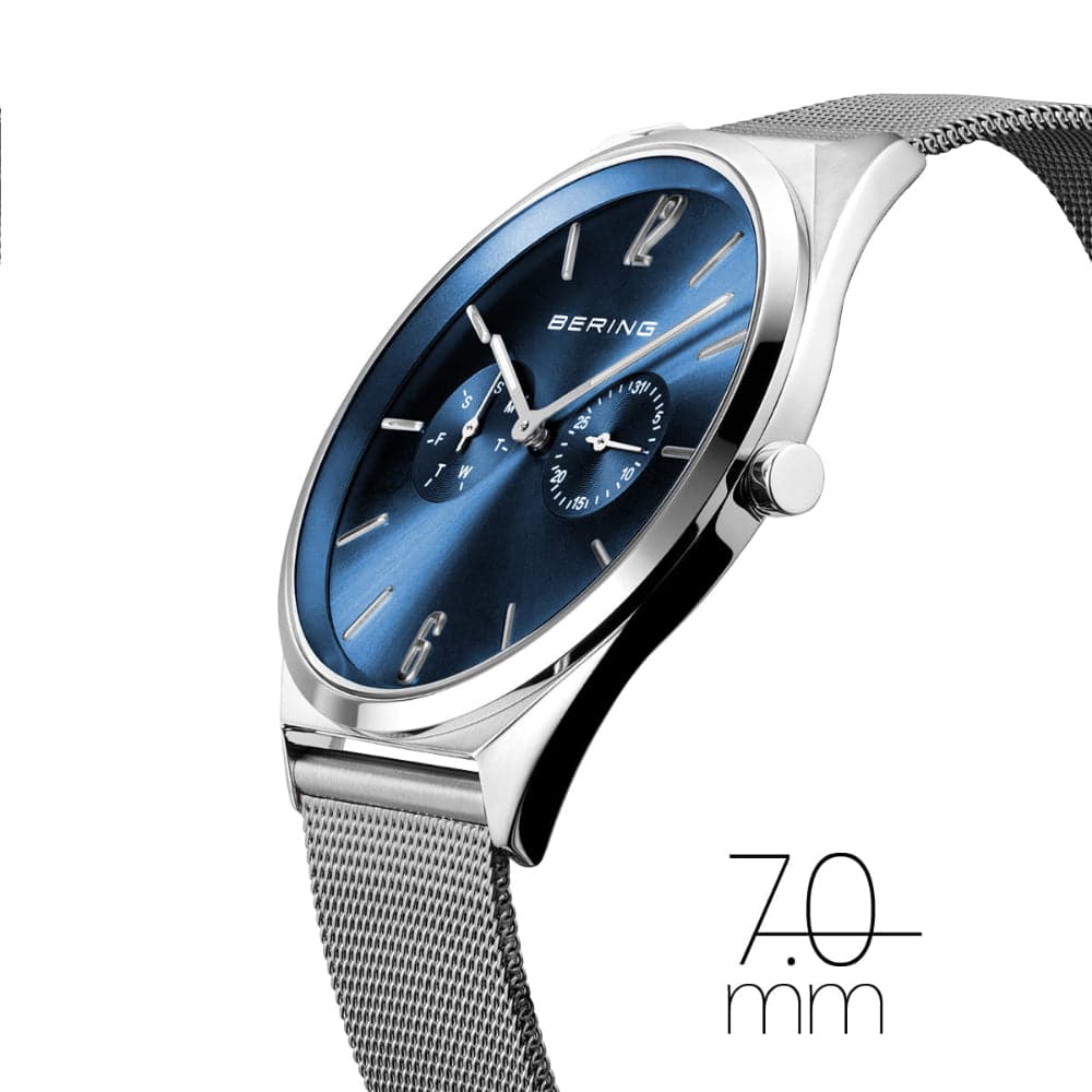 BERING 17140 007 Ultra Slim Unisex Watch - Blue Dial Stainless Steel Minimalist Watch for Men & Women | Perfect for Business, Casual Wear & Gift Giving