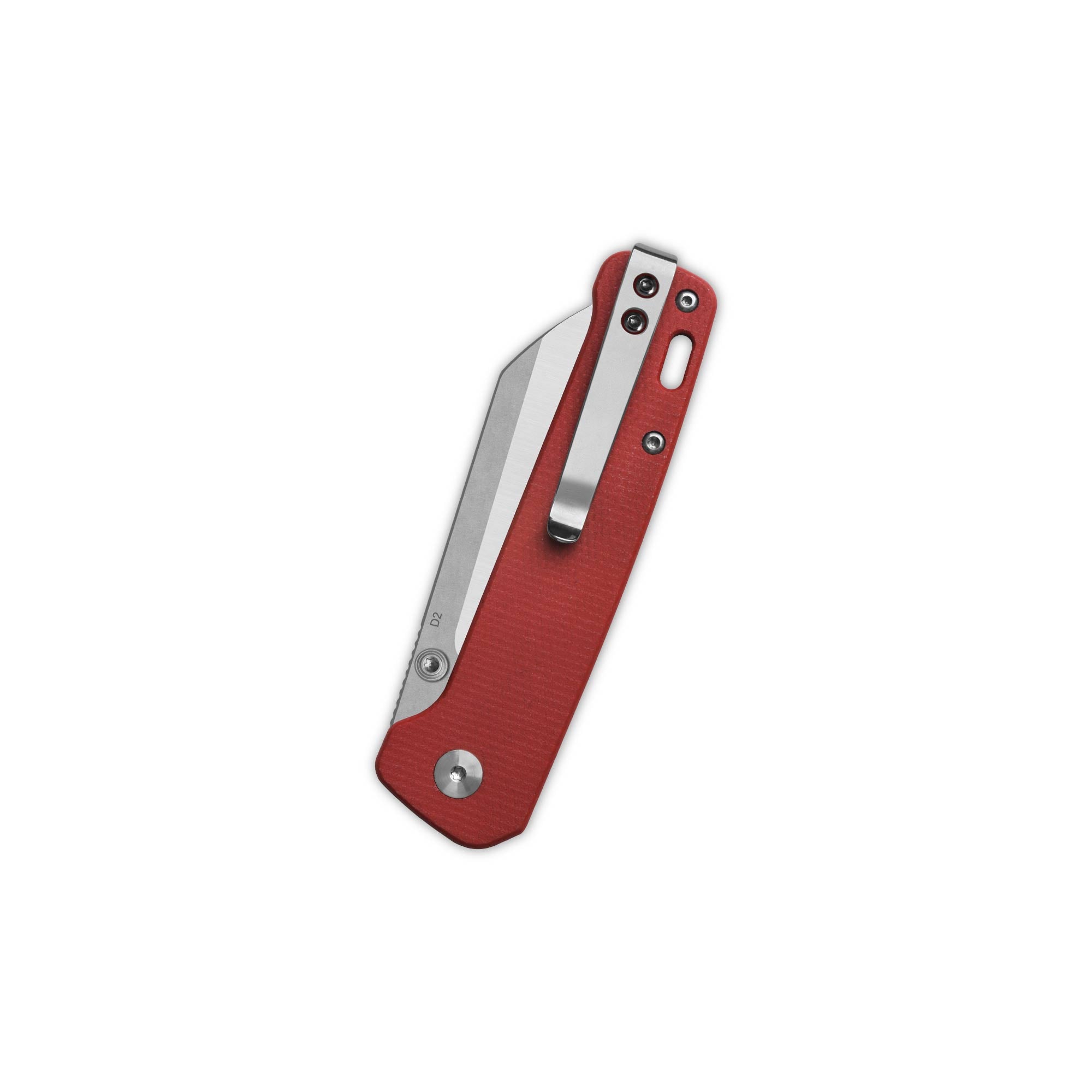 QSP Penguin V2 Liner Lock Pocket Knife - D2 Steel Blade, Red Micarta Handle - EDC, Camping, Hiking & Everyday Carry Utility Tool
