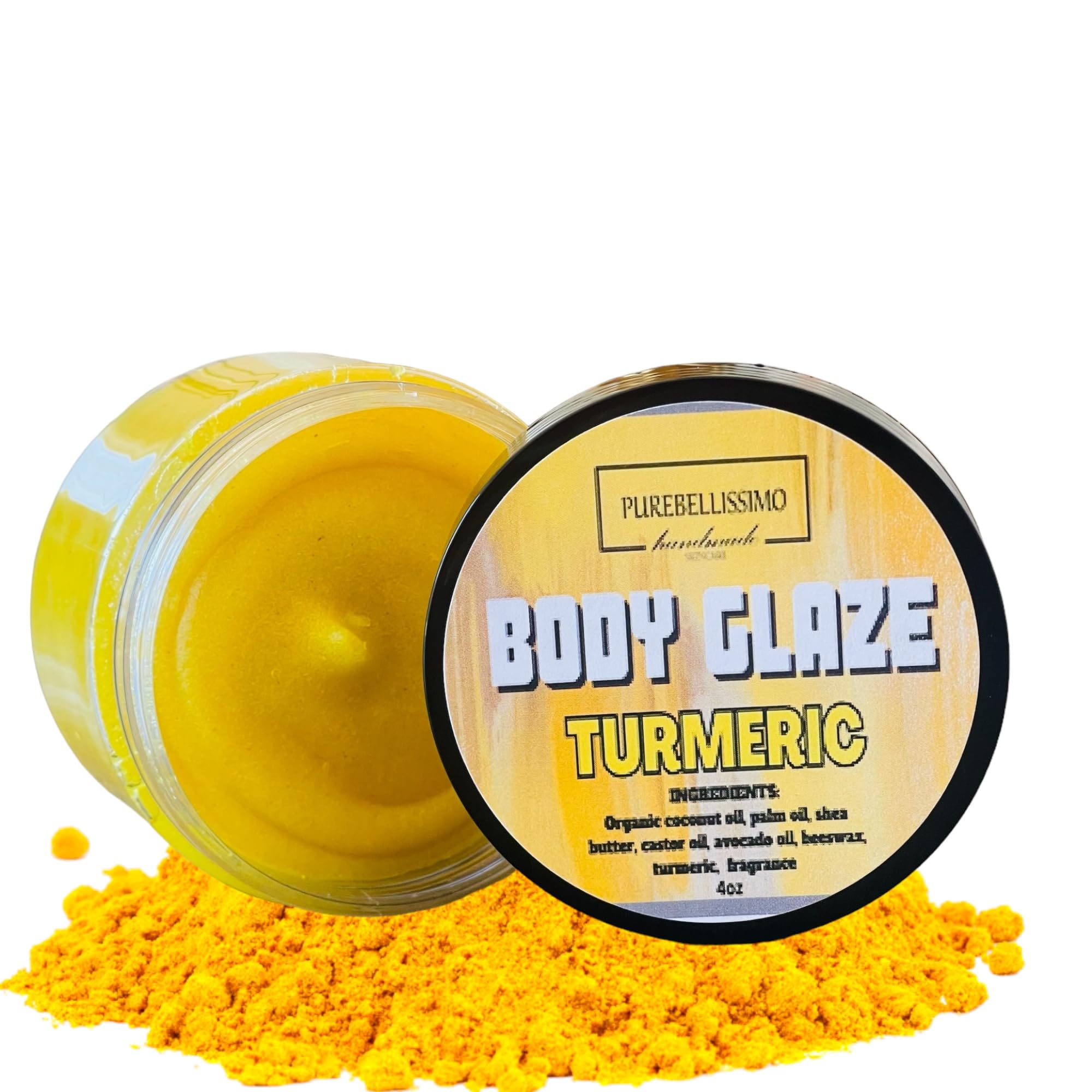 Organic Turmeric Body Butter Cream - Ultra Light & Fast Absorbing Moisturizer for Dry Skin | Made with Coconut Oil | Perfect for Post-Shower Hydration & Nighttime Skin Care
