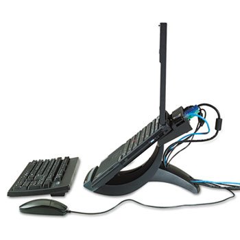 3M MMMLX550 Vertical Notebook Computer Riser with Cable Management - 9 x 3.75 x 9.5 Inches, Black (4-Pack) - Ergonomic Laptop Stand for Home Office & Workspace Organization