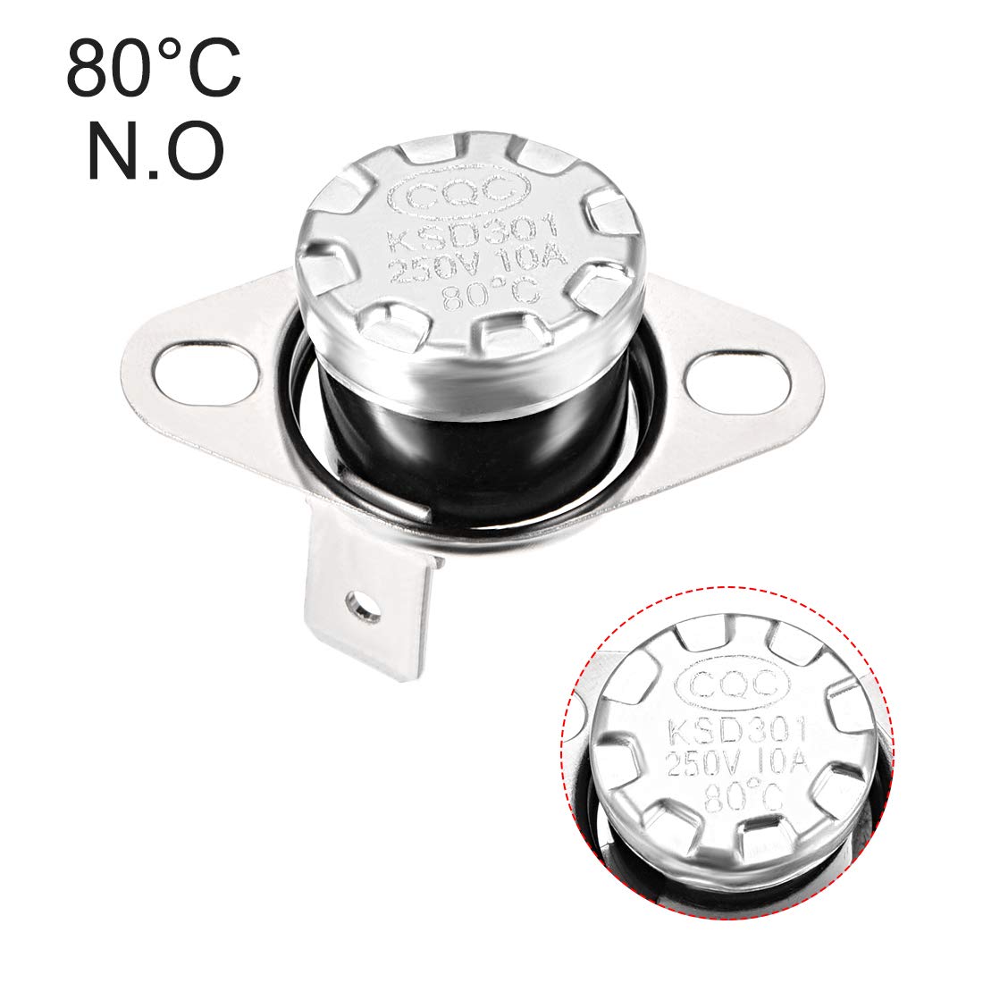 uxcell KSD301 Thermostat 80°C/176°F Normally Open N.O Adjustable Snap Disc Temperature Switch - 5 Pack for Microwave, Oven, Coffee Maker, Water Heater & Home Appliance Safety Control
