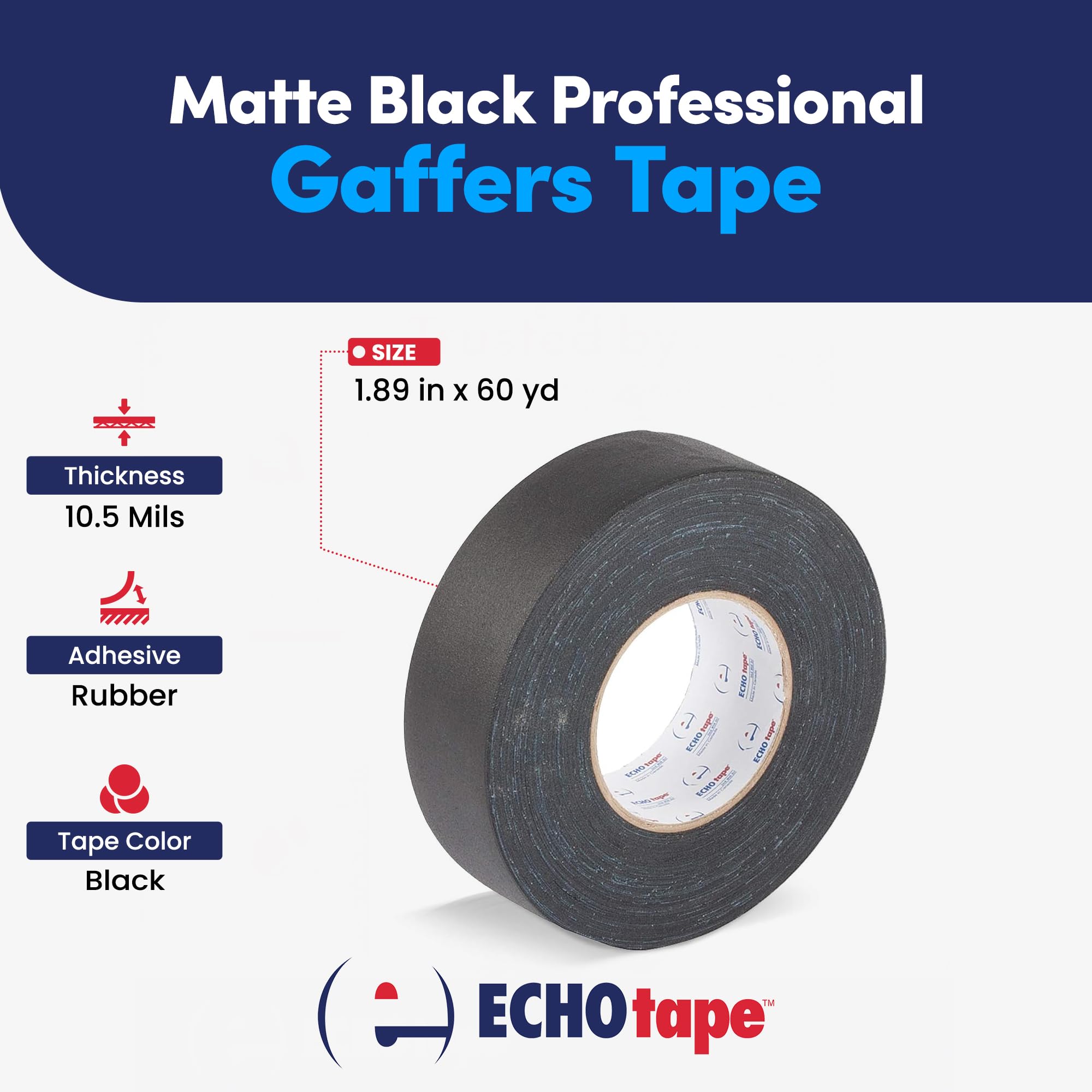 Professional Matte Black Gaffers Tape - 1.89