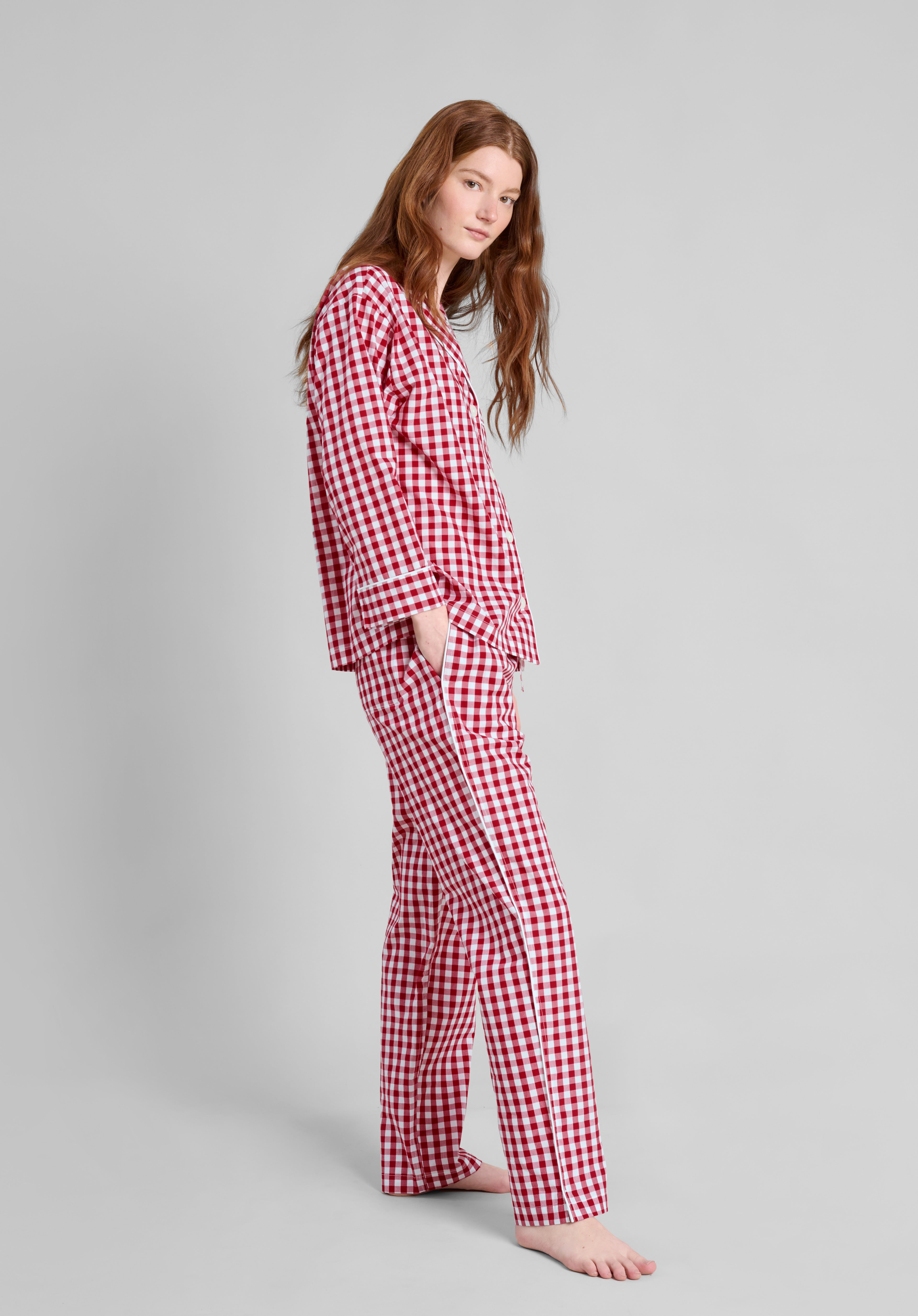 Marina Pajama Set - Large Size Red Gingham Sleepwear for Women | Soft & Comfortable Cotton Pajamas for Lounging, Sleepovers & Relaxing at Home