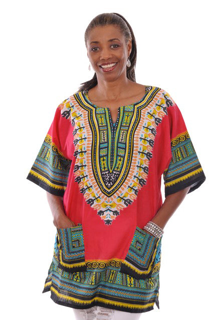 Stylish Red African Print Dashiki Shirt for Men - Traditional Ankara Cotton Tunic Top - Perfect for Cultural Events, Weddings & Summer Fashion