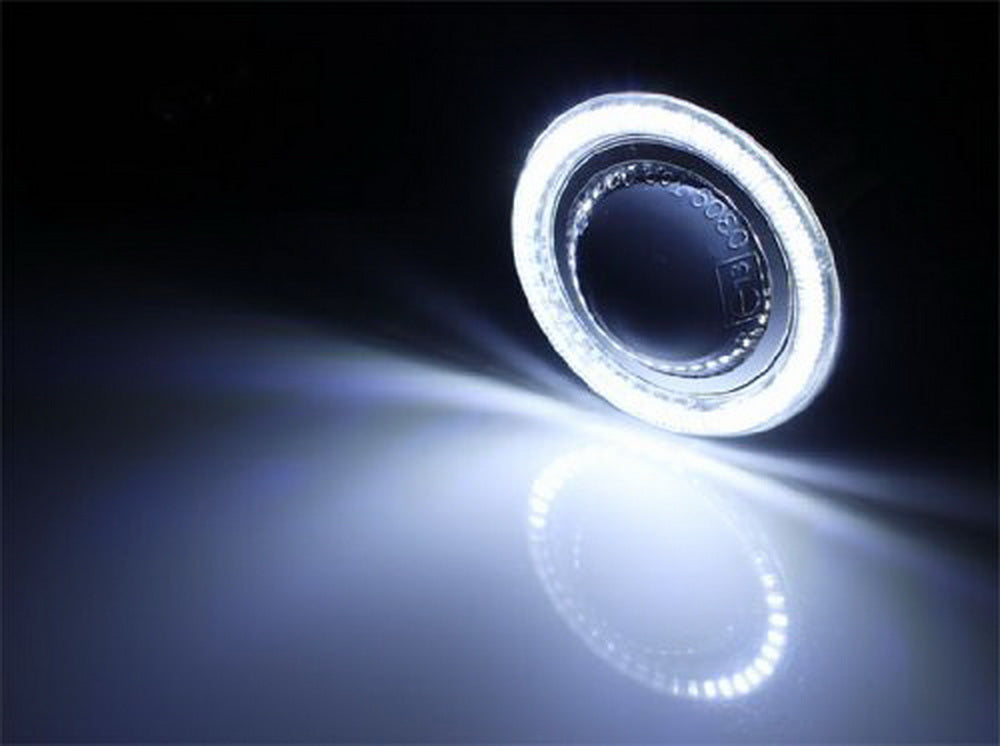 40 LED Halo Angel Eyes Projector Fog Lights with White Rings - High Visibility Car Accessories for Night Driving & Off-Road Adventures