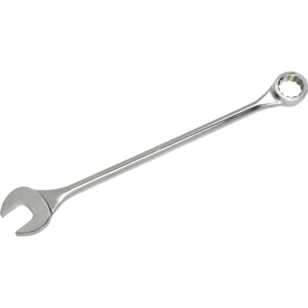 12-Point SAE Round Shank Large Combination Wrenches Set - 15° Offset Angle - Satin Chrome Finish - Ideal for Automotive Repair & Industrial Maintenance