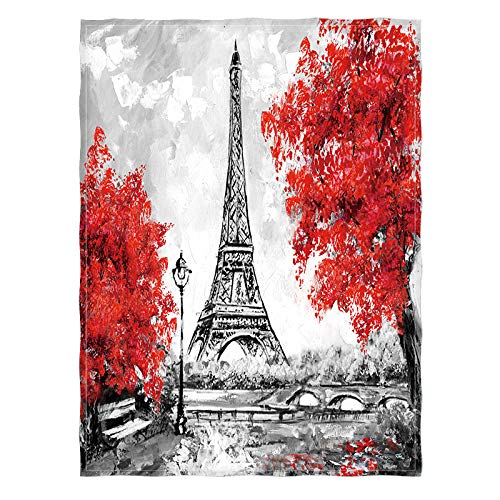 Yunine Paris Eiffel Tower & Mangroves Plush Throw Blanket - Super Soft Lightweight Cozy Warm Blanket for Bed, Couch, Sofa - 60x80 Inches for Kids & Adults - Perfect for Home Decor, Gifts & Winter Snuggling