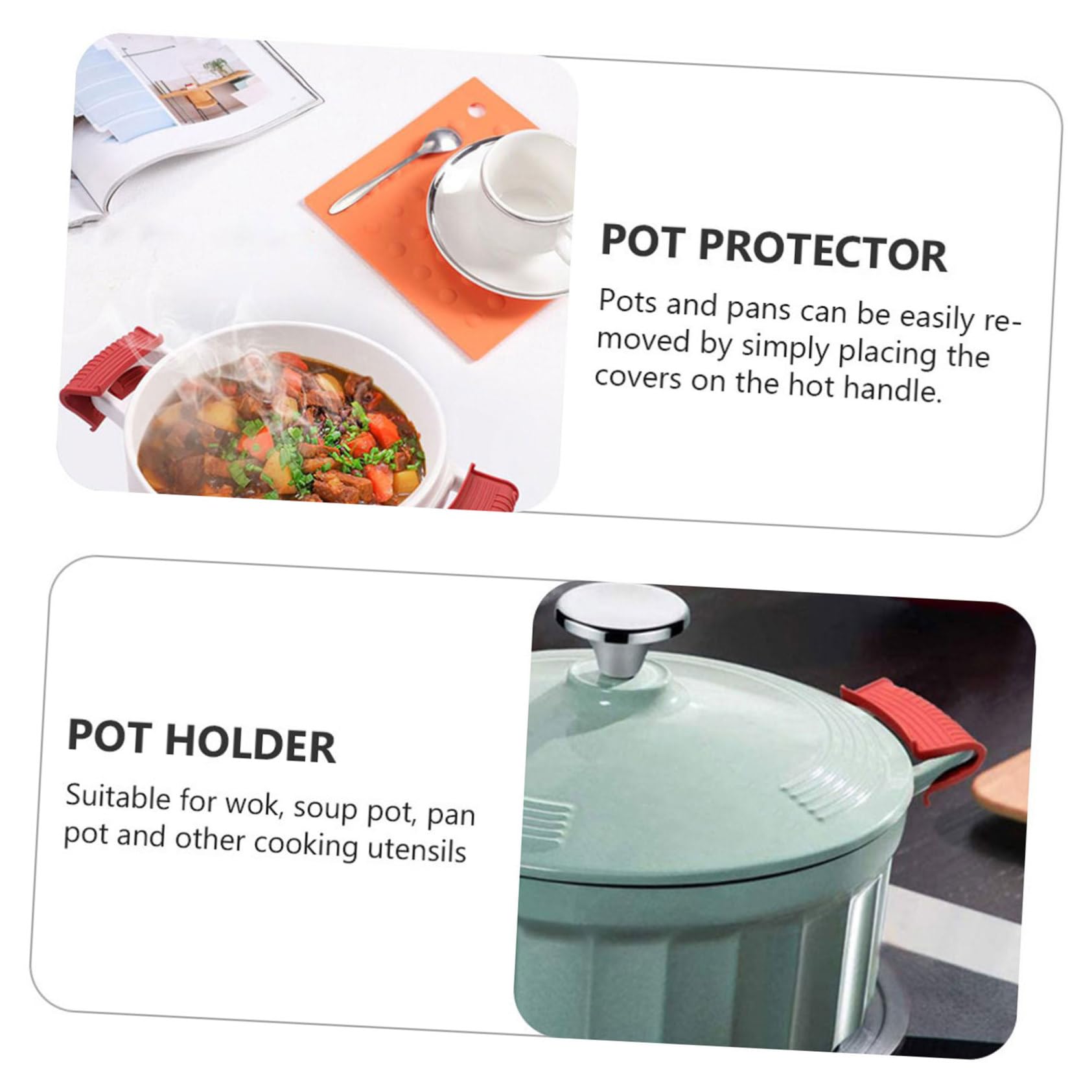 4-Piece Silicone Pot Handle Covers - Heat Resistant & Non-Slip Kitchen Handle Protectors for Cooking, Baking, and Serving Hot Pots & Pans