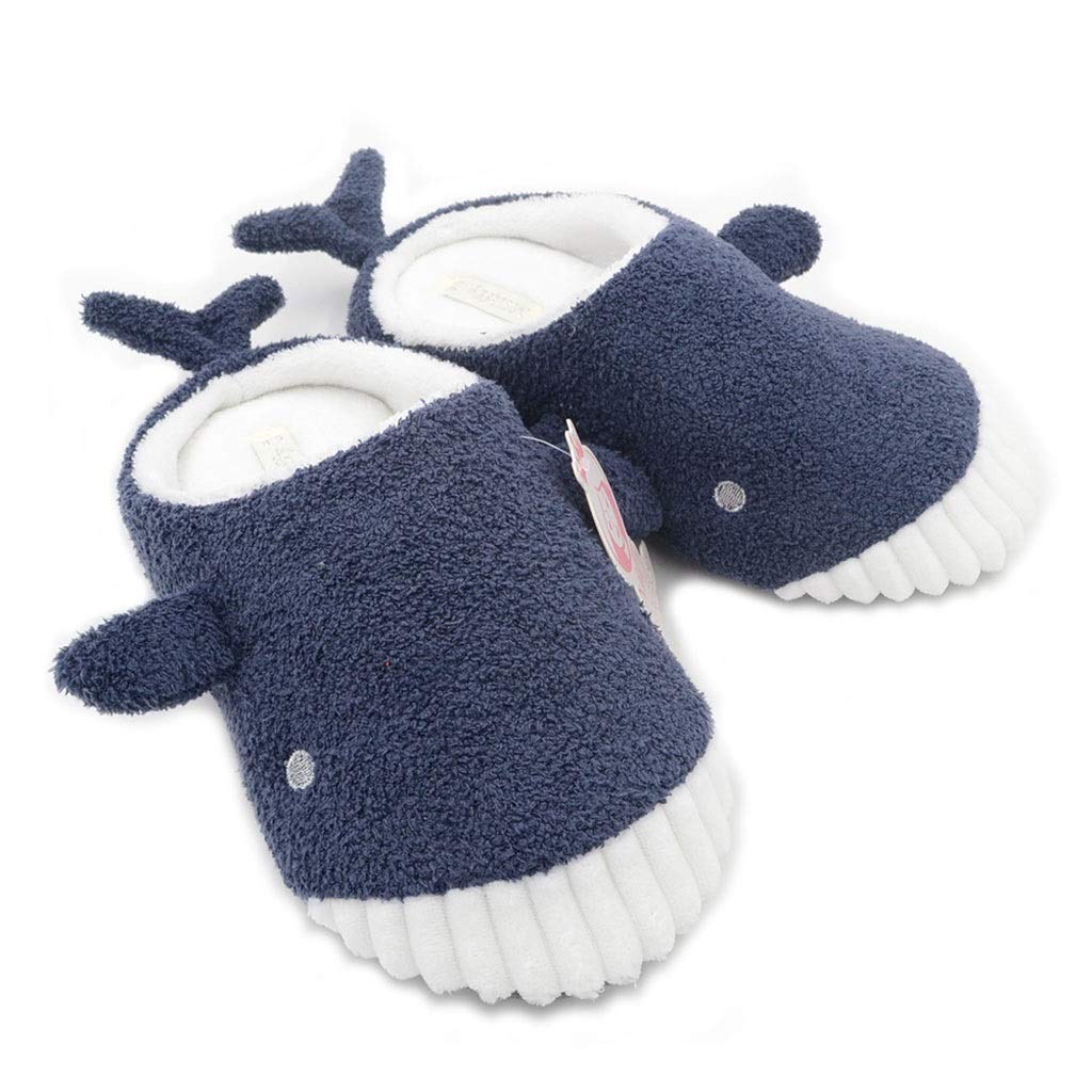 Cute Whale Plush Slippers - Soft Shark Slippers for Women, Non-Slip Indoor House Shoes with Comfortable Flat Sole, Warm Winter Home Footwear (Size 39) - Perfect for Bedroom, Living Room & Cozy Nights