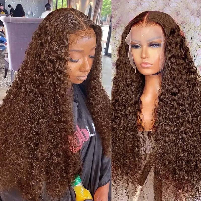 **28inch Pre-Colored Human Hair Curly Wig - Burgundy/Brown/Highlight 13x4 Lace Frontal Wig | Natural Look & Heat Resistant | Perfect for Cosplay, Parties & Daily Wear**