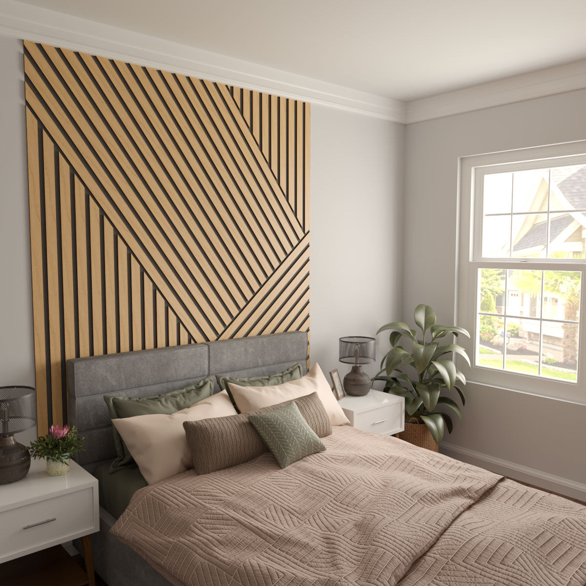 Adjustable Wood Slat Wall Kit - Modern DIY Room Divider & Decorative Panel for Home & Office - Perfect for Living Room, Bedroom, or Workspace Partitions
