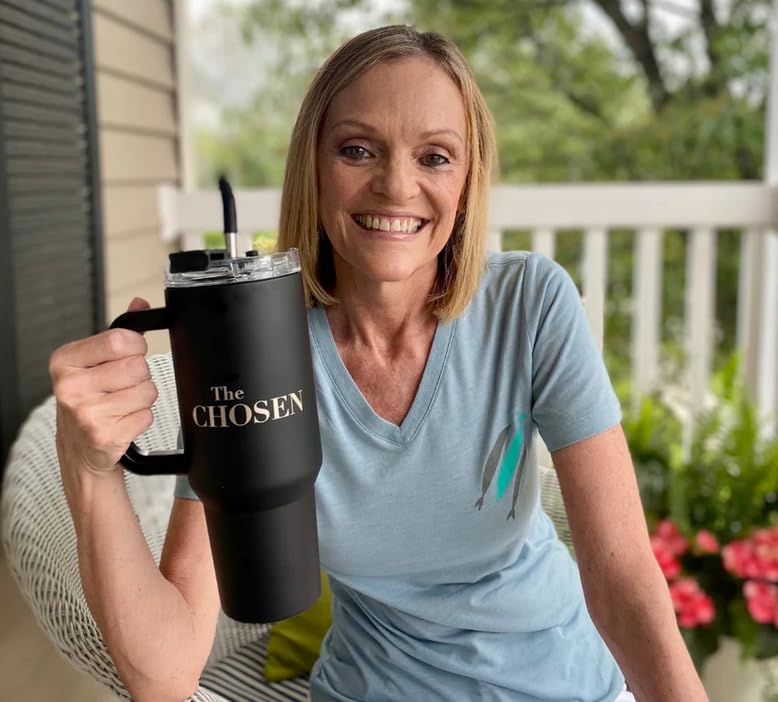 The Chosen 40oz Fish Tumbler - Stainless Steel Insulated Black Water Bottle for Hot & Cold Drinks - Perfect for Outdoor, Camping, Gym & Daily Use