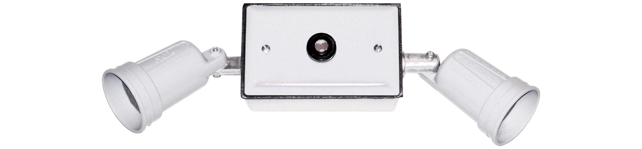 USA-Made Dusk to Dawn Weatherproof Outdoor Electrical Outlet Box with Lampholder & Cover Kit - White | Perfect for Patio, Garden & Garage Lighting