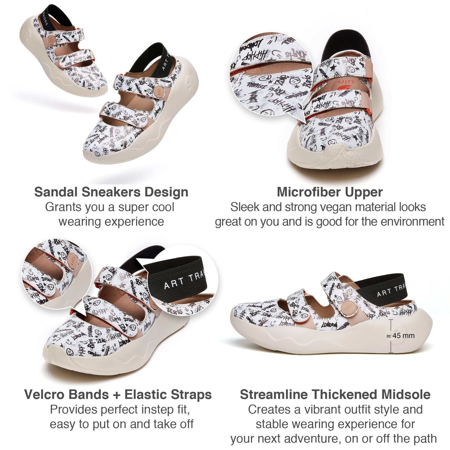 UIN Women's Closed Toe Outdoor Sandals - Lightweight Hiking & Walking Shoes for Summer Travel, Beach, Water Sports & Casual Wear