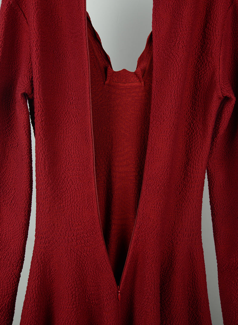 ALAÏA Red V-Neck Dress Size 40 - Elegant Evening Gown for Parties, Weddings & Special Occasions