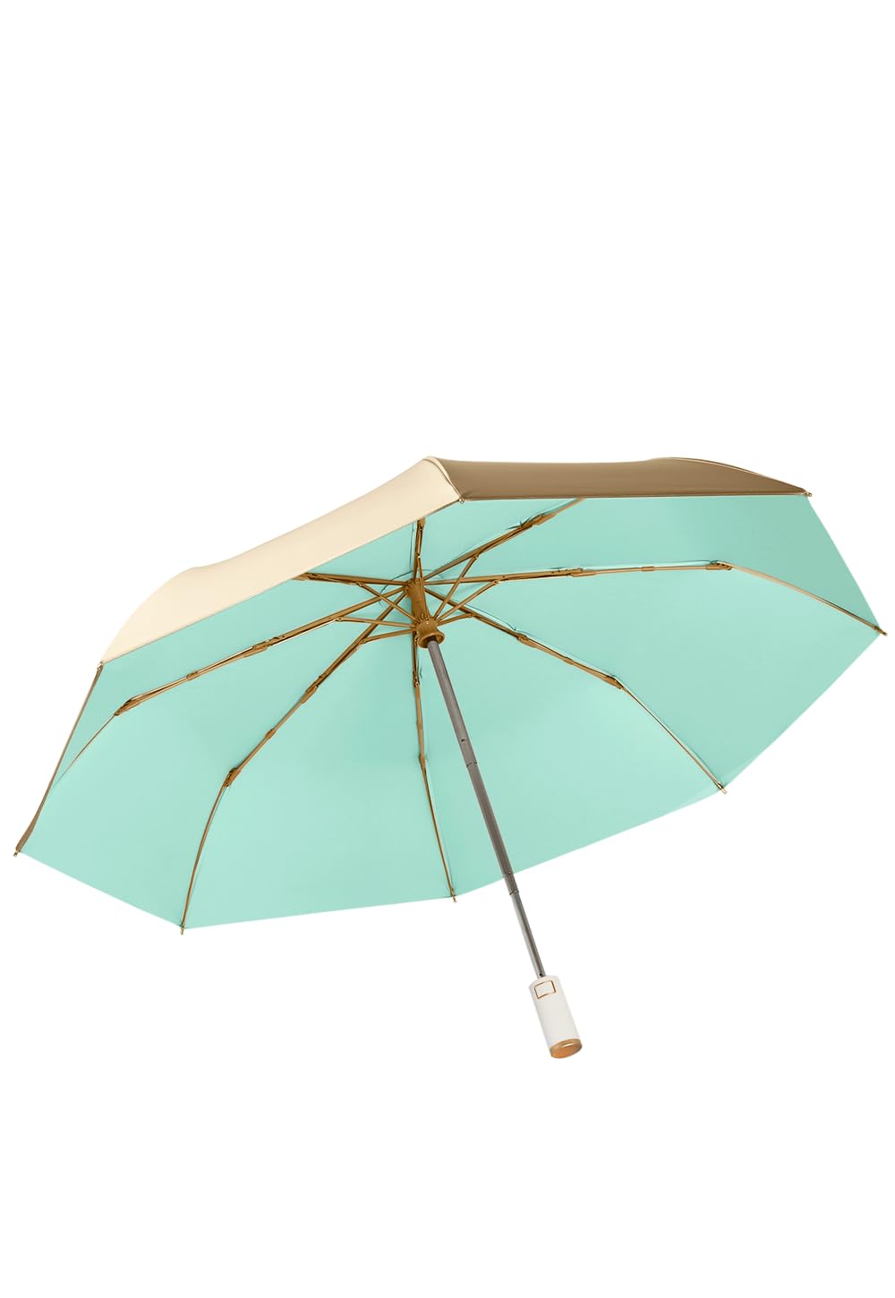 Erised's Bifrost Lightweight Compact Travel Automatic Folding Umbrella - Golden 8 Ribs, Auto Open/Close Button, Portable Design with Ergonomic Handle, 99% UV Protection for Rain & Sun - Perfect for Backpacking, Commuting, and Outdoor Activities (Women & Men)