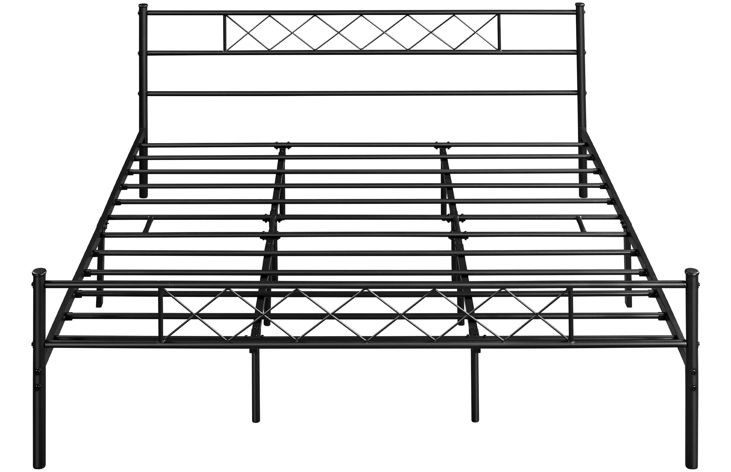 Yaheetech King Size Metal Bed Frame with Headboard and Footboard - Sturdy Mattress Foundation with Under Bed Storage Space in Black - Perfect for Master Bedroom, Guest Room, and Dormitory