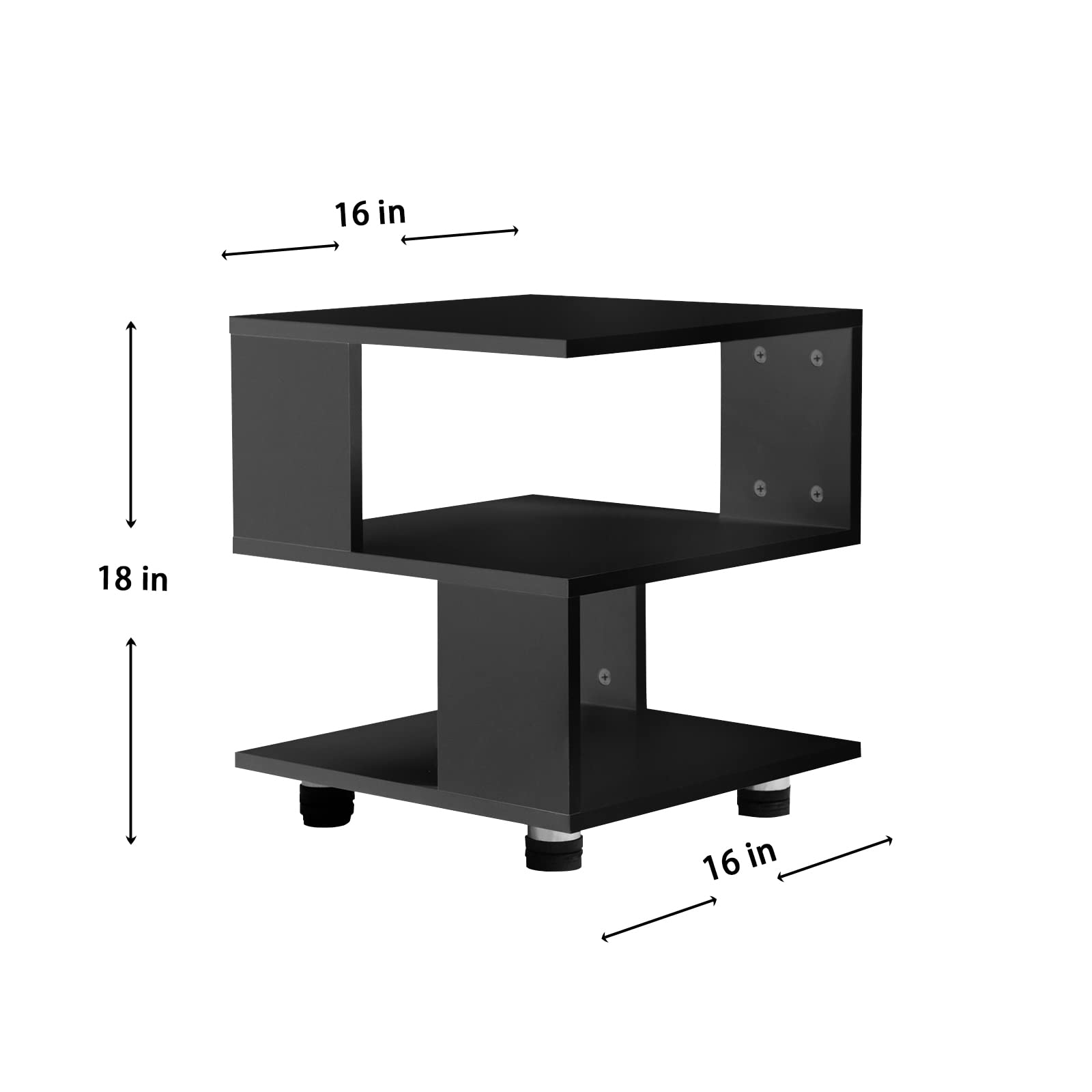 Modern Black & White Magic Cube Nightstands - 2-Tier Rectangular Hollow Design Irregular Side Tables for Bedroom - Contemporary Fashion Bedside Tables with Storage Space - Perfect for Small Spaces, Dorm Rooms & Modern Home Decor