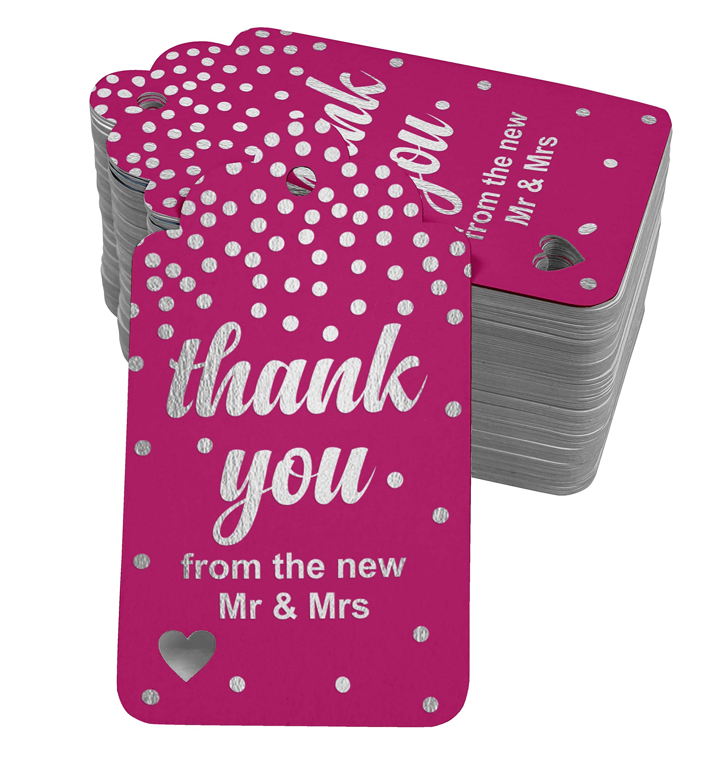 50pcs Real Silver Foil Wedding Thank You Tags - Elegant Favor Hang Tags for Bridal Showers, Wedding Favors & Special Occasions