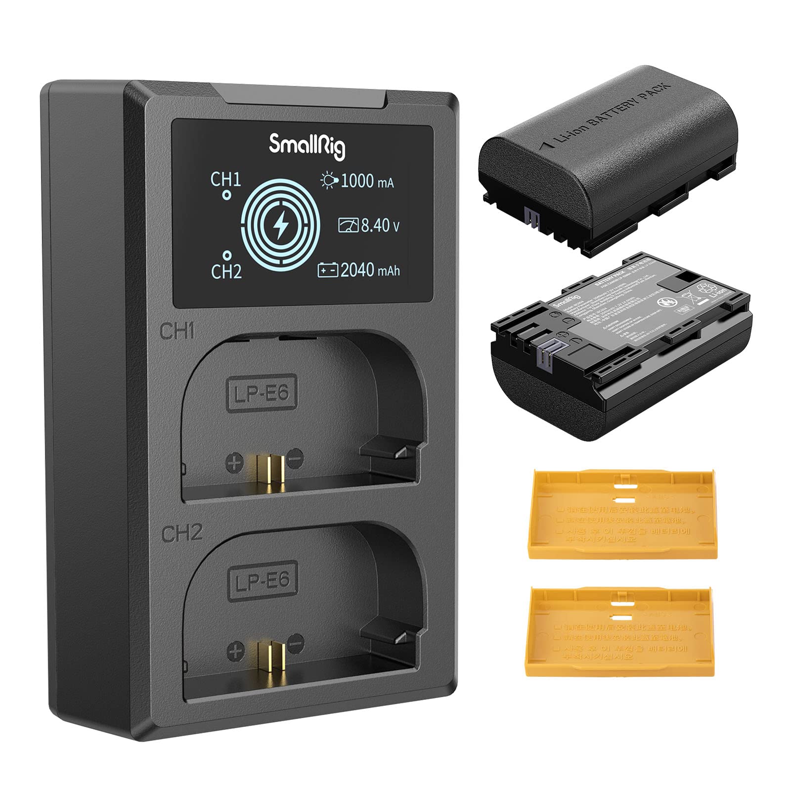 SmallRig LP-E6NH Dual Slot Camera Battery Charger for Canon R5, R6, R7, R5 C, R6 Mark II, 5D IV/III/II, 5DS, 6D, 6D II, 7D, 7D II, 60D, 70D, 80D, 90D - Fast Charging & Reliable Power Solution for Photography & Videography