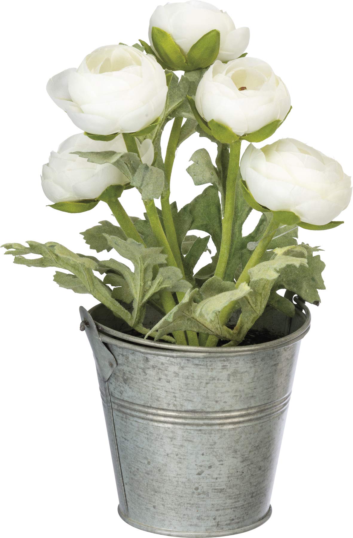 Primitives by Kathy Artificial Flowers in Planter - White, Green Grey - 4