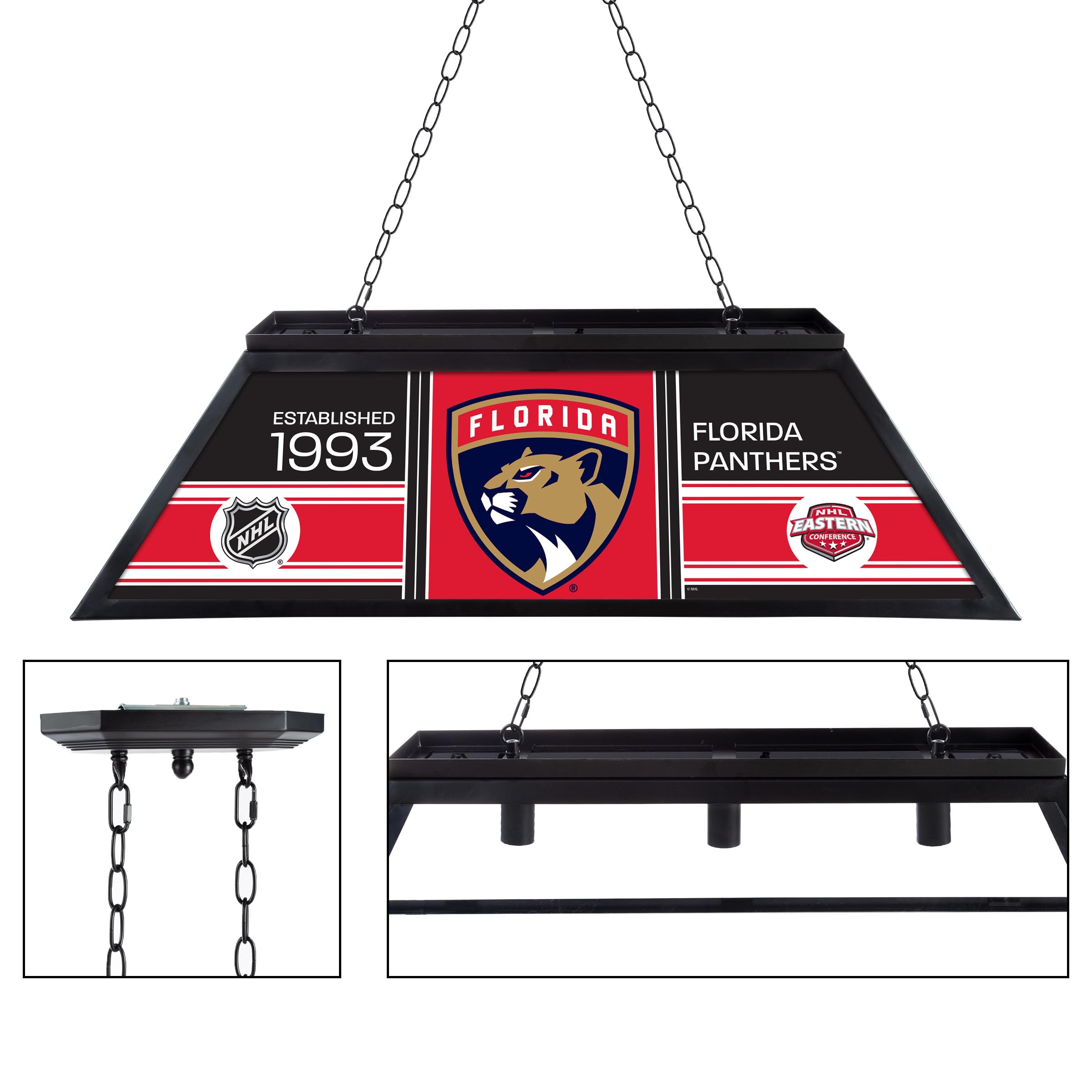 Florida Panthers Pool Table Light - 44-Inch 4-Sided LED Billiard Lamp with Printed Panels - Perfect for Game Rooms, Bars, Man Caves & Garage Decor - NHL Themed Lighting for Sports Fans