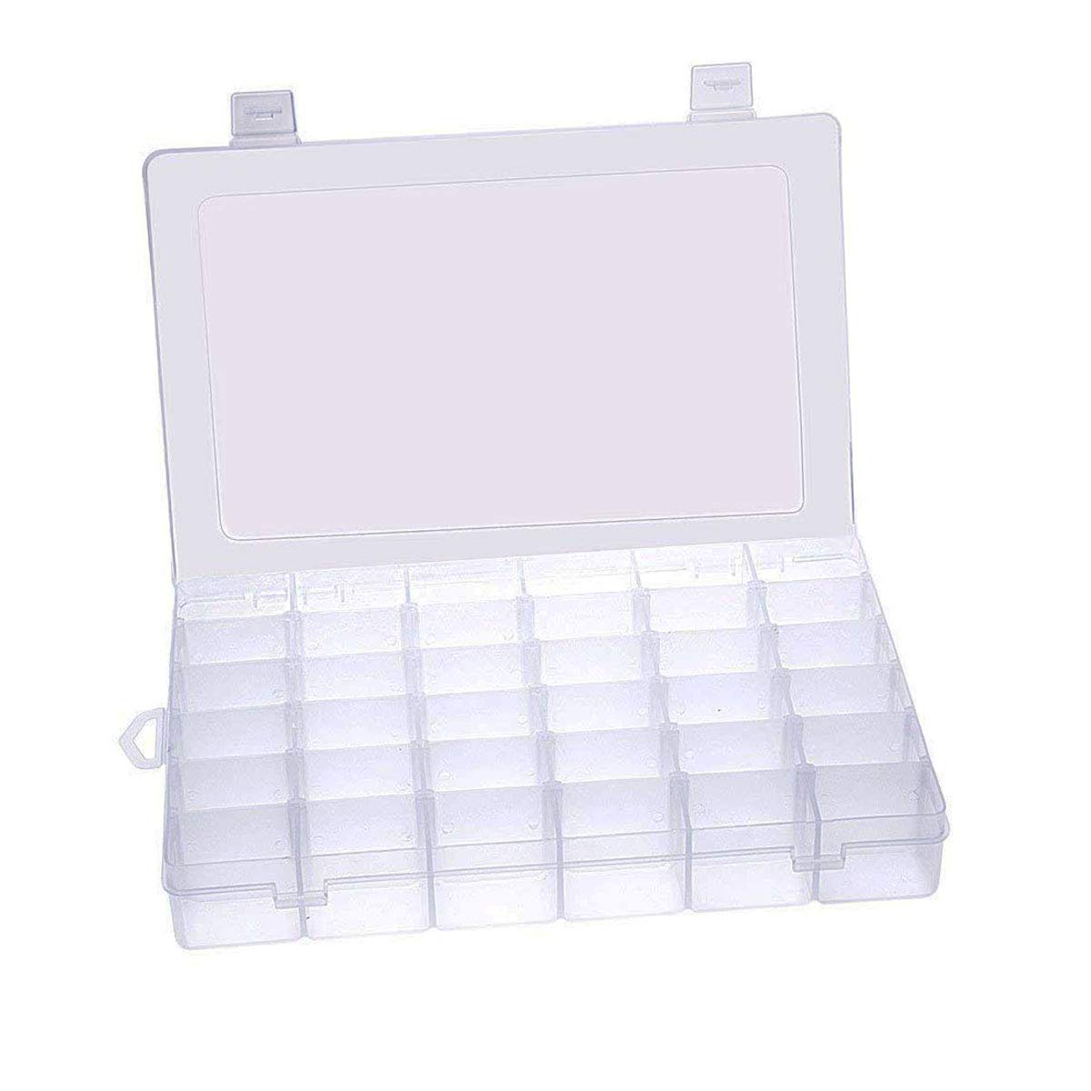 36-Compartment Clear Adjustable Jewelry Bead Organizer Box - Craft Storage Container with Adjustable Dividers - Perfect for Beading, DIY Crafts & Small Parts Organization