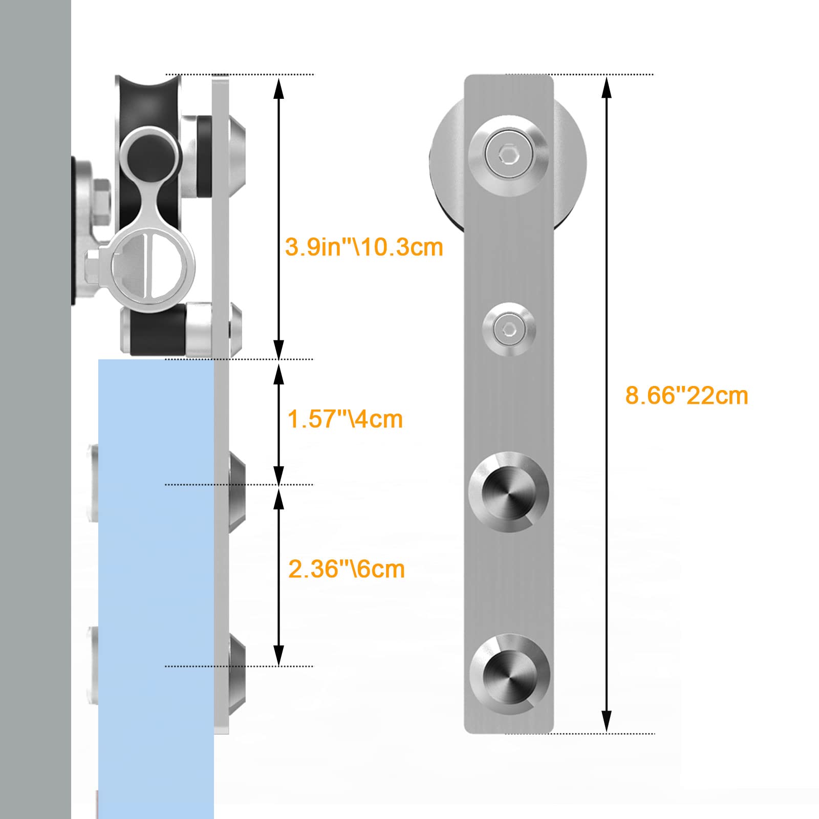 11FT Heavy Duty Stainless Steel Sliding Barn Door Hardware Kit for Single Wooden Door - Flat Shape Hanger - Perfect for Farmhouse, Loft & Rustic Home Decor