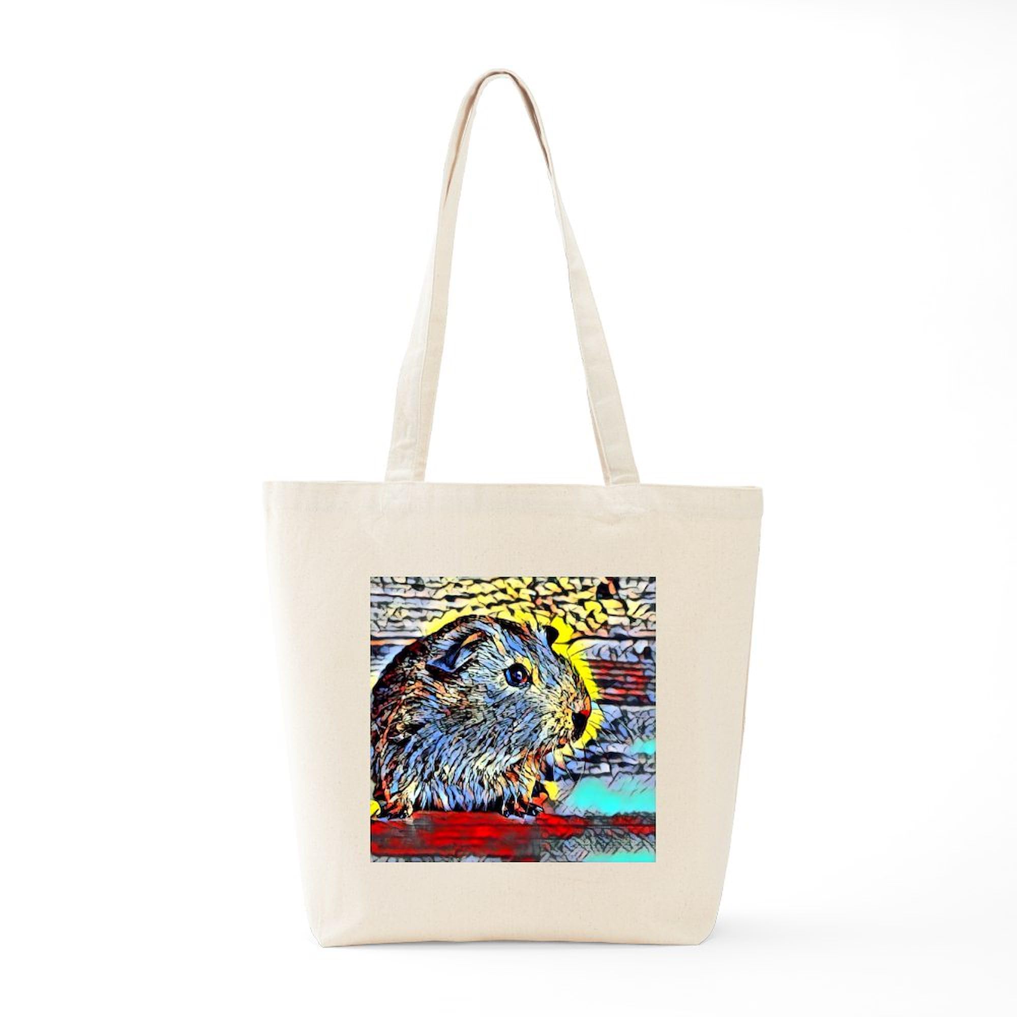 Colorful Guinea Pig Tote Bag - Natural Canvas Reusable Shopping Bag for Groceries, Beach & Everyday Use | Eco-Friendly Cotton Tote with Cute Animal Design