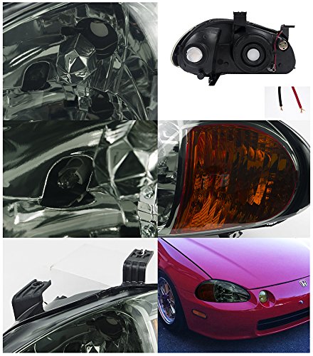 Spec-D Tuning 2LH-DEL93G-EU Smoke Headlights with Amber Corner Lamps for Honda Del Sol - Upgrade Your Ride with Stylish Lighting for Night Driving & Car Shows