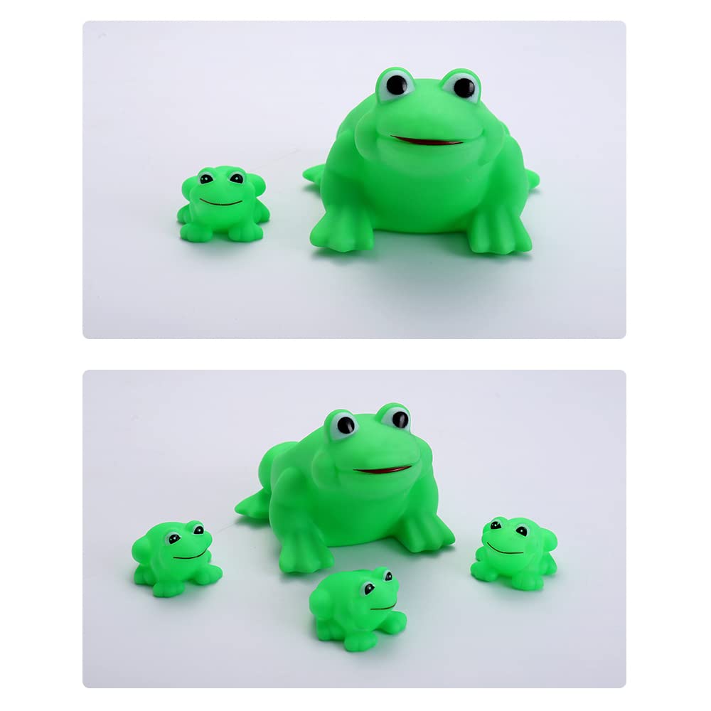 **4Pcs Rubber Green Frog Family Bath Toys - Squeaky Floating Ducks for Toddlers, Boys & Girls - Fun Bathtub & Shower Toys for Baby Playtime**
