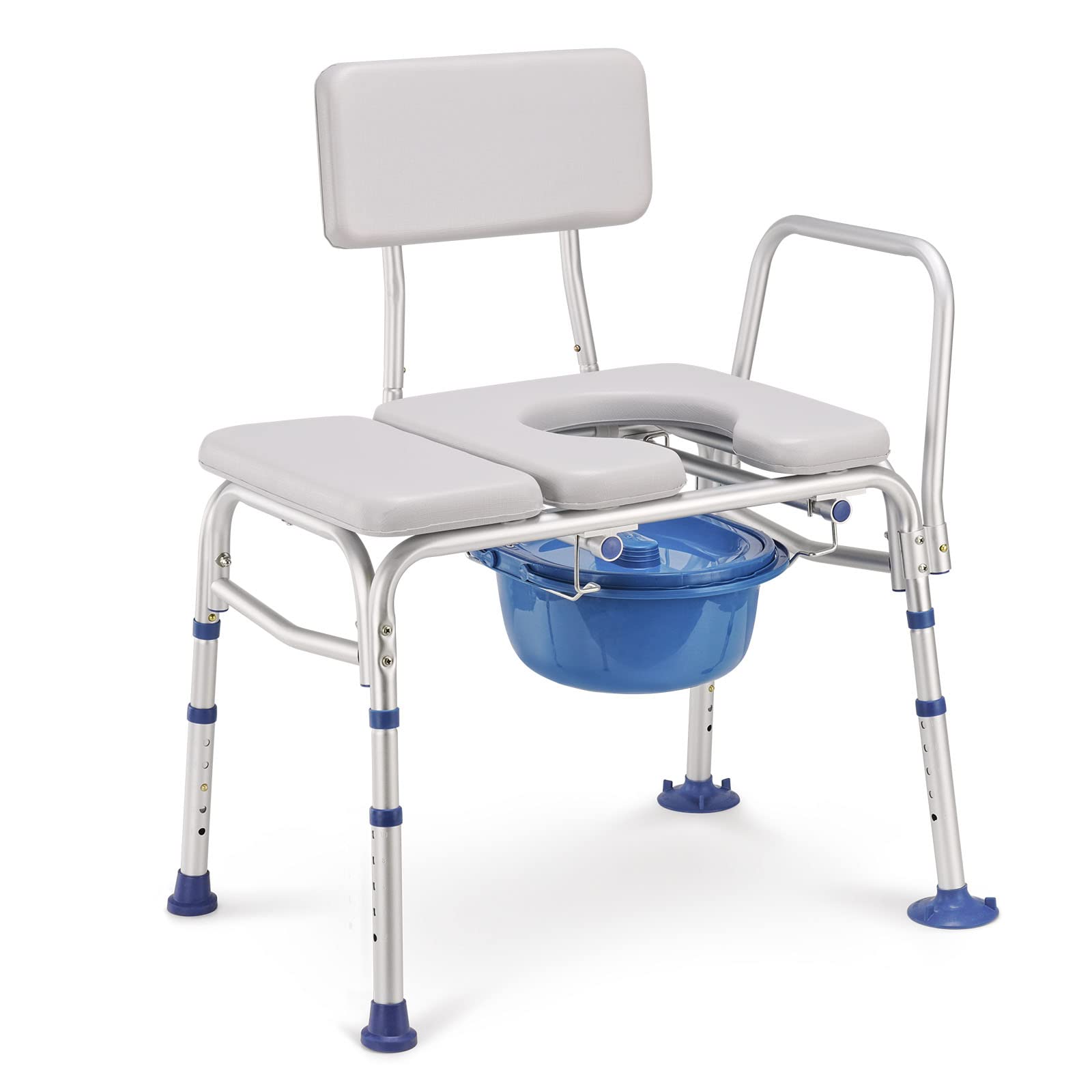 GreenChief 2-in-1 Bedside Commode & Shower Chair - Heavy Duty 500 lbs Capacity - Padded Transfer Bench with Backrest & Armrests - Ideal for Elderly & Disabled - Perfect for Bathroom Safety & Bedside Use