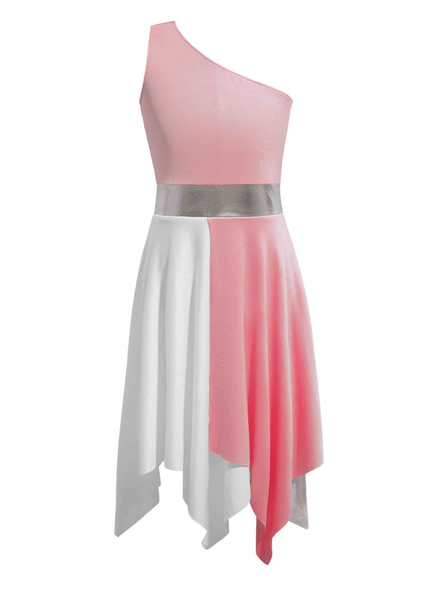 Girls' Asymmetrical Praise Dance Tunic - Color Block Liturgical Lyrical Dress for Church Performances & Worship Events