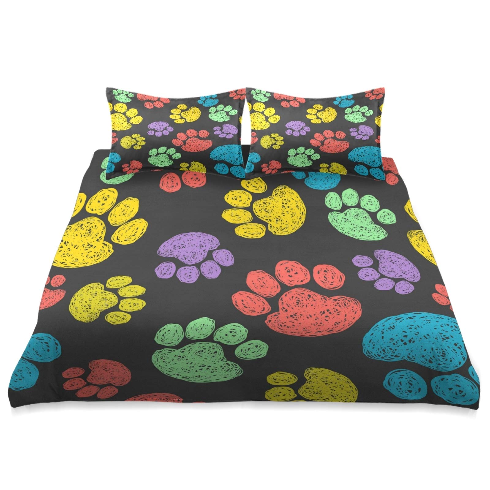 Premium King Size Animal Dog Paw Print Comforter Cover Set - Soft 3-Piece All-Season Bedding (90x104 Inches) - Machine Washable for Easy Care - Perfect for Pet Lovers' Bedroom Decor & Cozy Home Styling