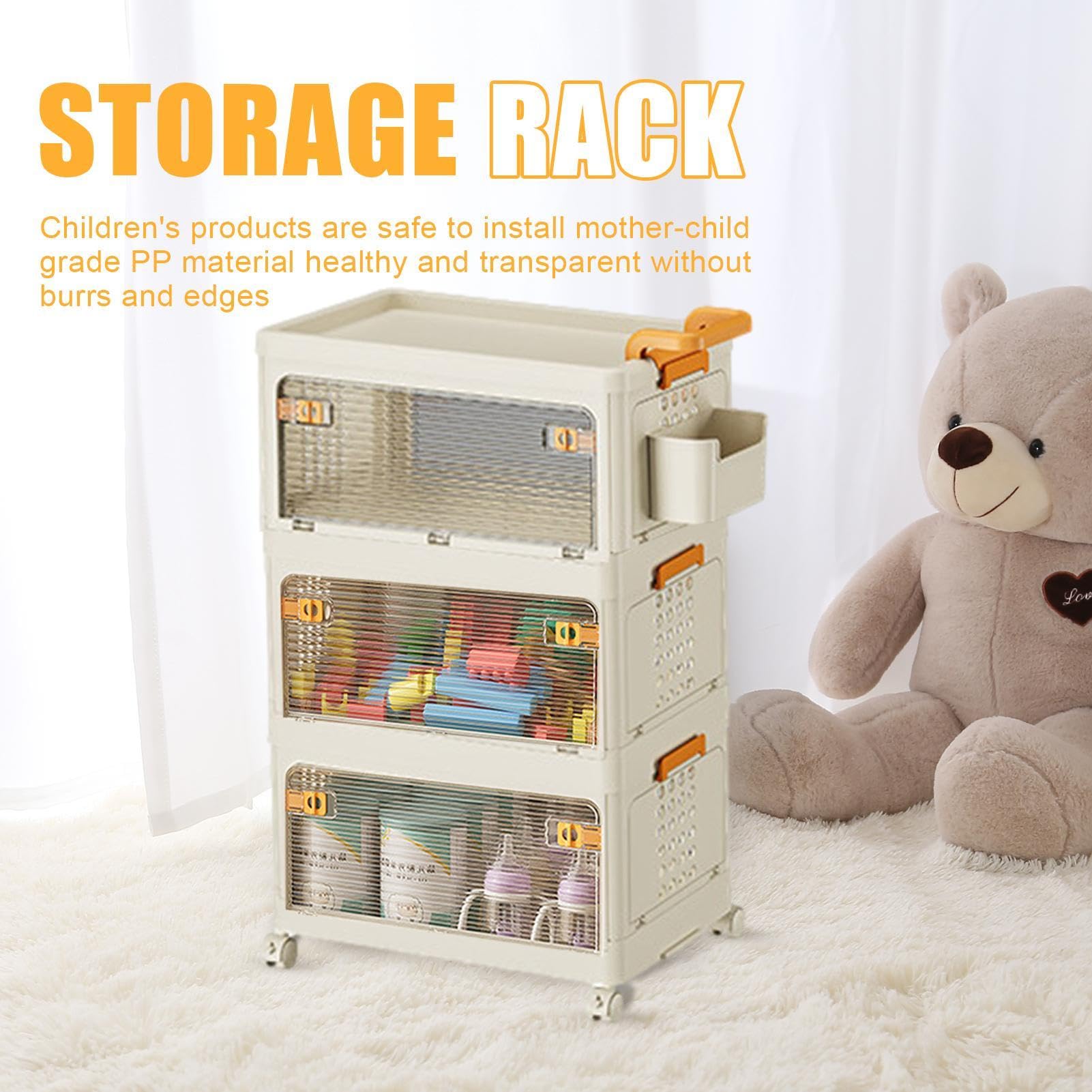 Stackable Plastic Storage Bins with Lids - Foldable & Collapsible Storage Containers with Wheels for Closet, Living Room, Office & Dorm Organization | Space-Saving Home & Office Storage Solution
